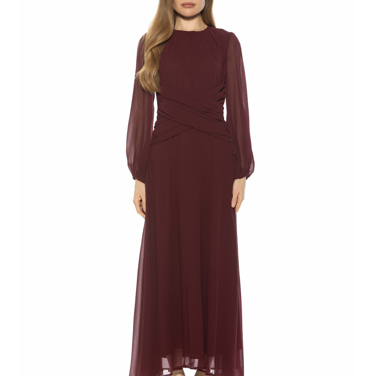 Alexia Admor Women's Sorrel Crewneck Dress, Burgundy, 8