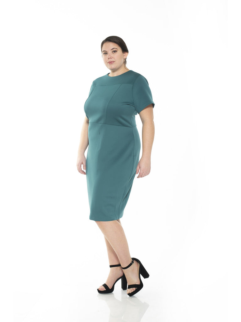 Kristina Scuba Midi Sheath Dress - Plus Size - ALEXIA ADMOR