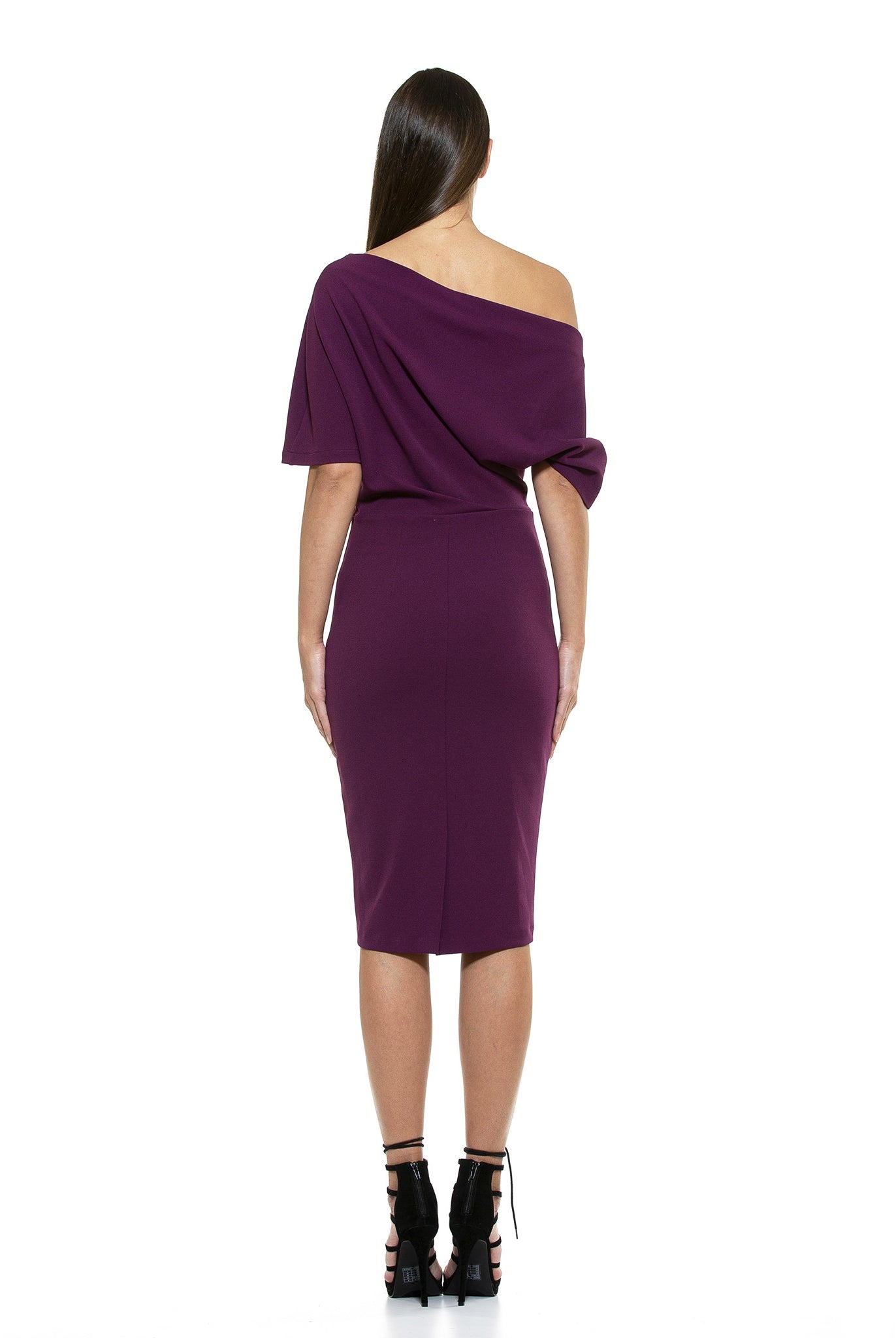 Olivia Draped One Shoulder Sheath - ALEXIA ADMOR