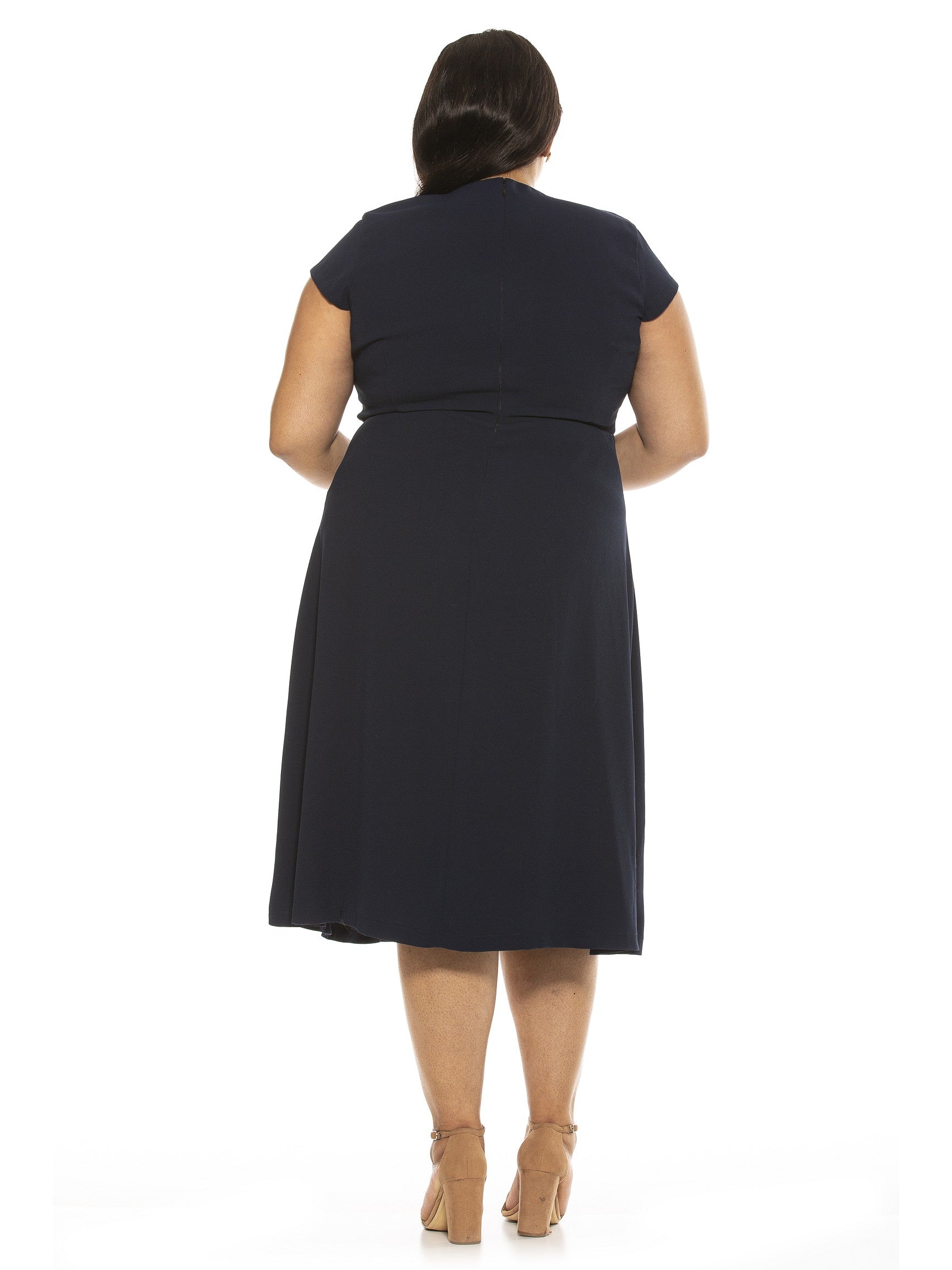 LILY CREWNECK MIDI DRESS W/ SLIT - Plus Size - ALEXIA ADMOR
