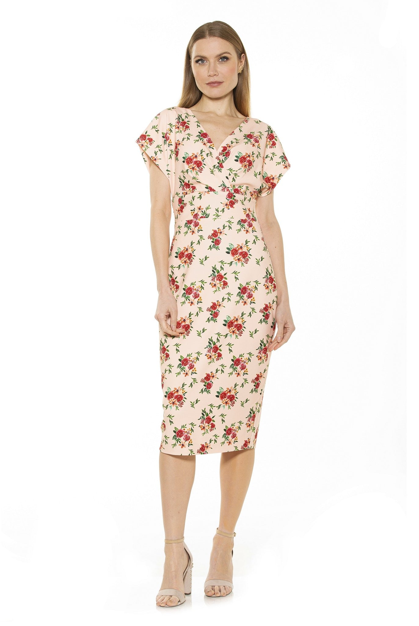 Naomi Drape Surplice Sheath Dress - ALEXIA ADMOR