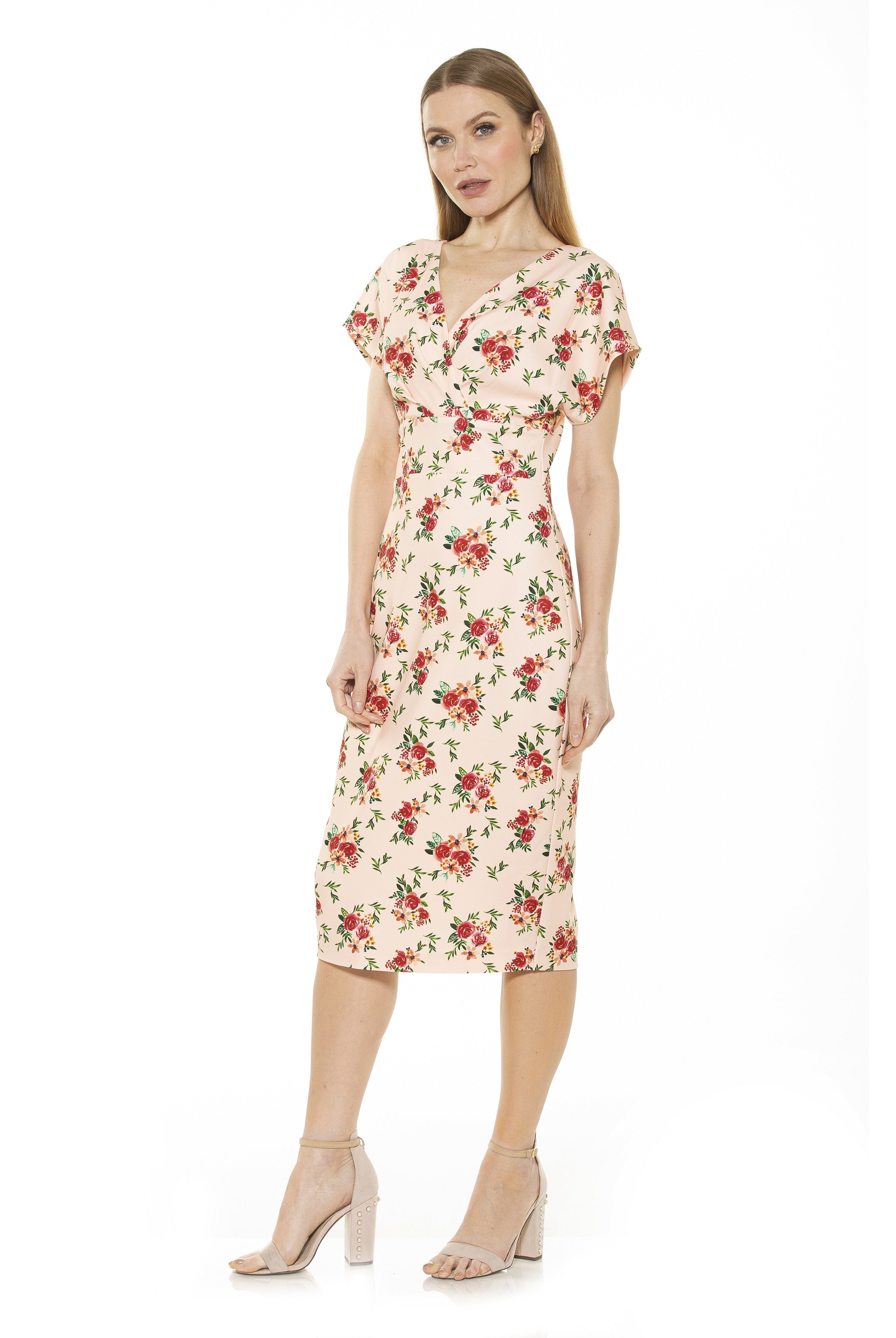 Naomi Drape Surplice Sheath Dress - ALEXIA ADMOR