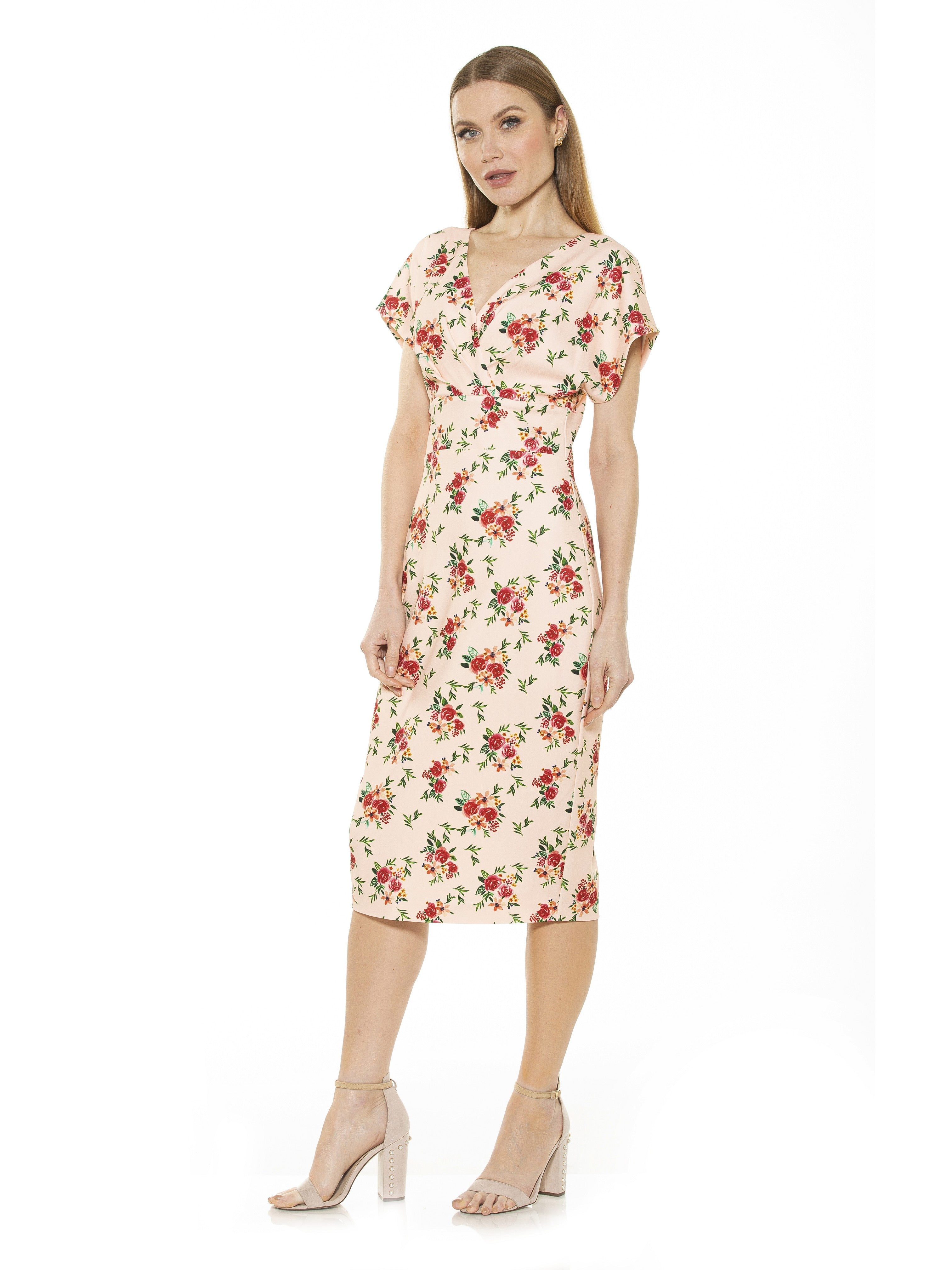 Naomi Drape Surplice Sheath Dress - ALEXIA ADMOR