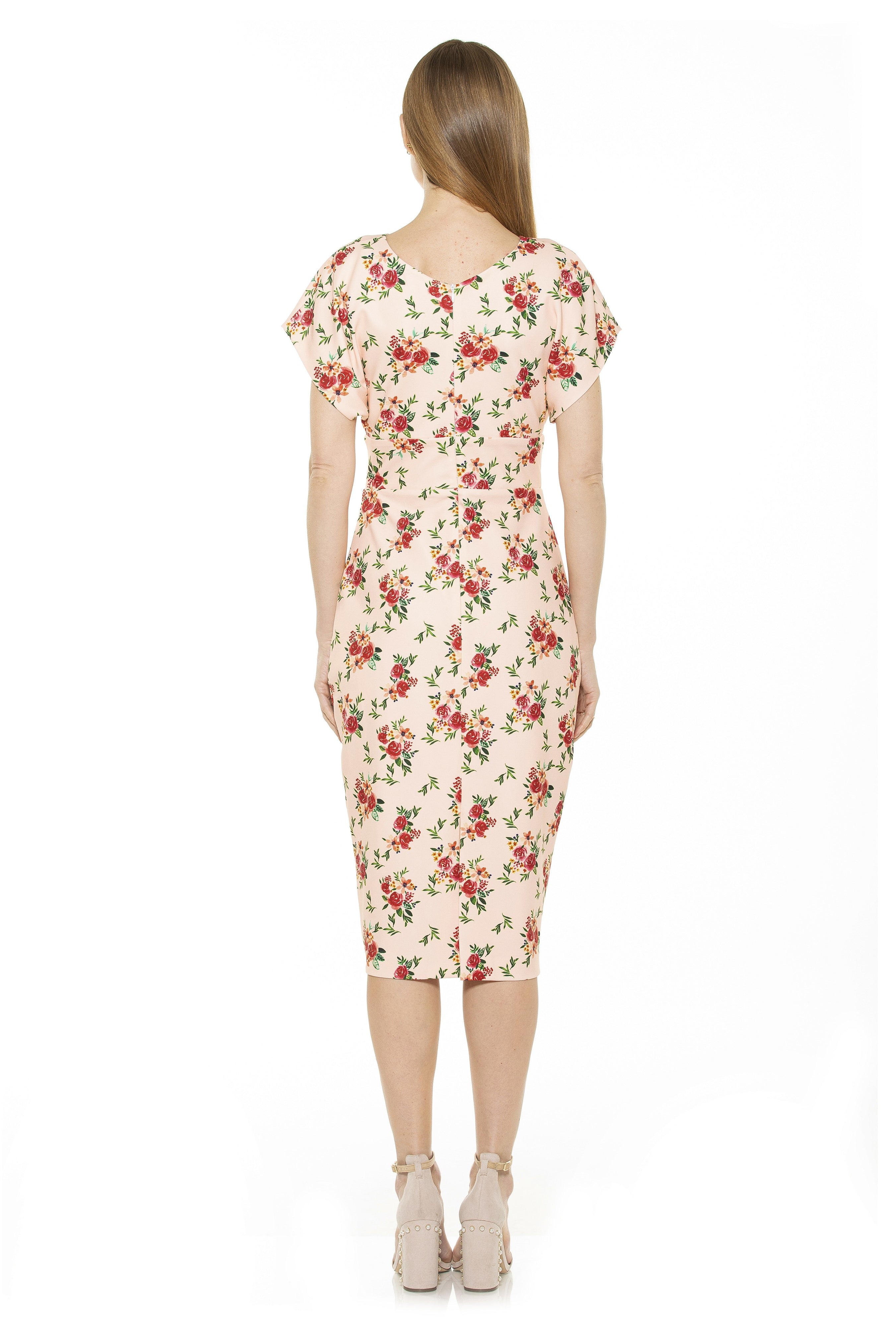 Naomi Drape Surplice Sheath Dress - ALEXIA ADMOR