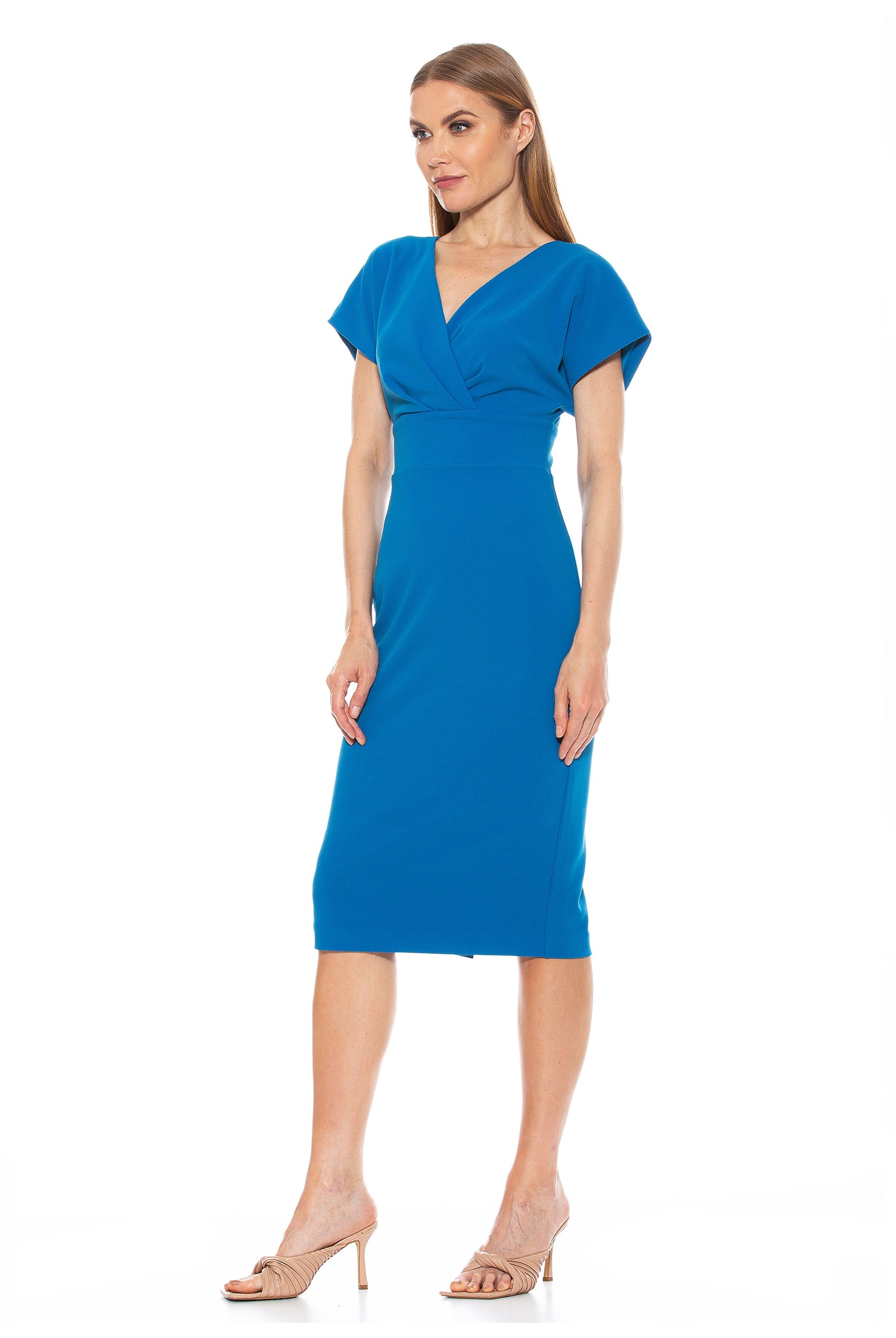 Naomi Drape Surplice Sheath Dress - ALEXIA ADMOR
