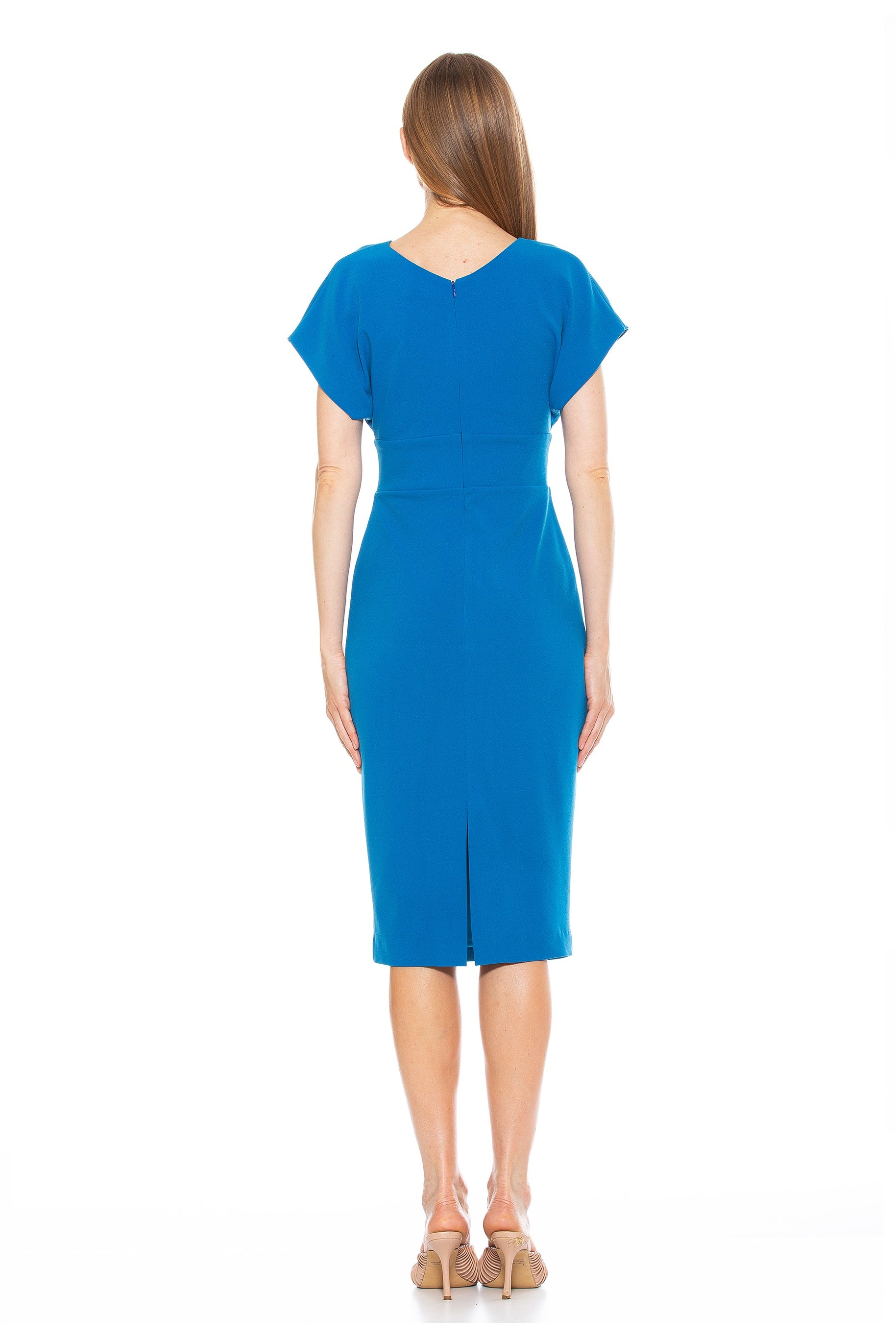Naomi Drape Surplice Sheath Dress - ALEXIA ADMOR
