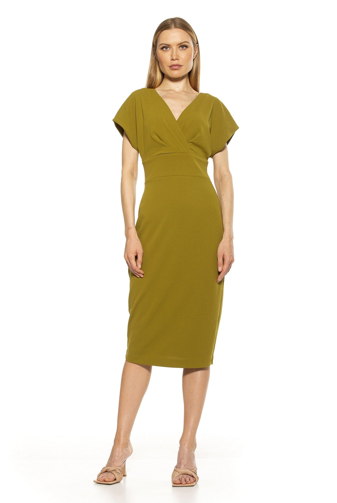 Naomi Drape Surplice Sheath Dress - ALEXIA ADMOR