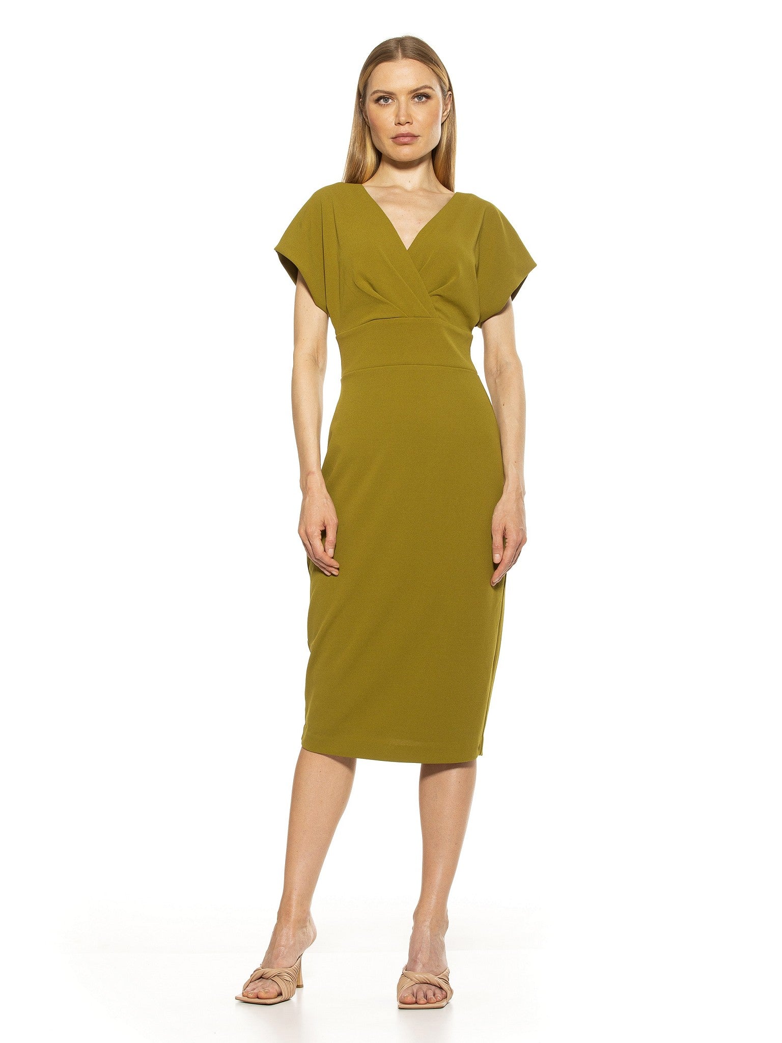 Naomi Drape Surplice Sheath Dress - ALEXIA ADMOR