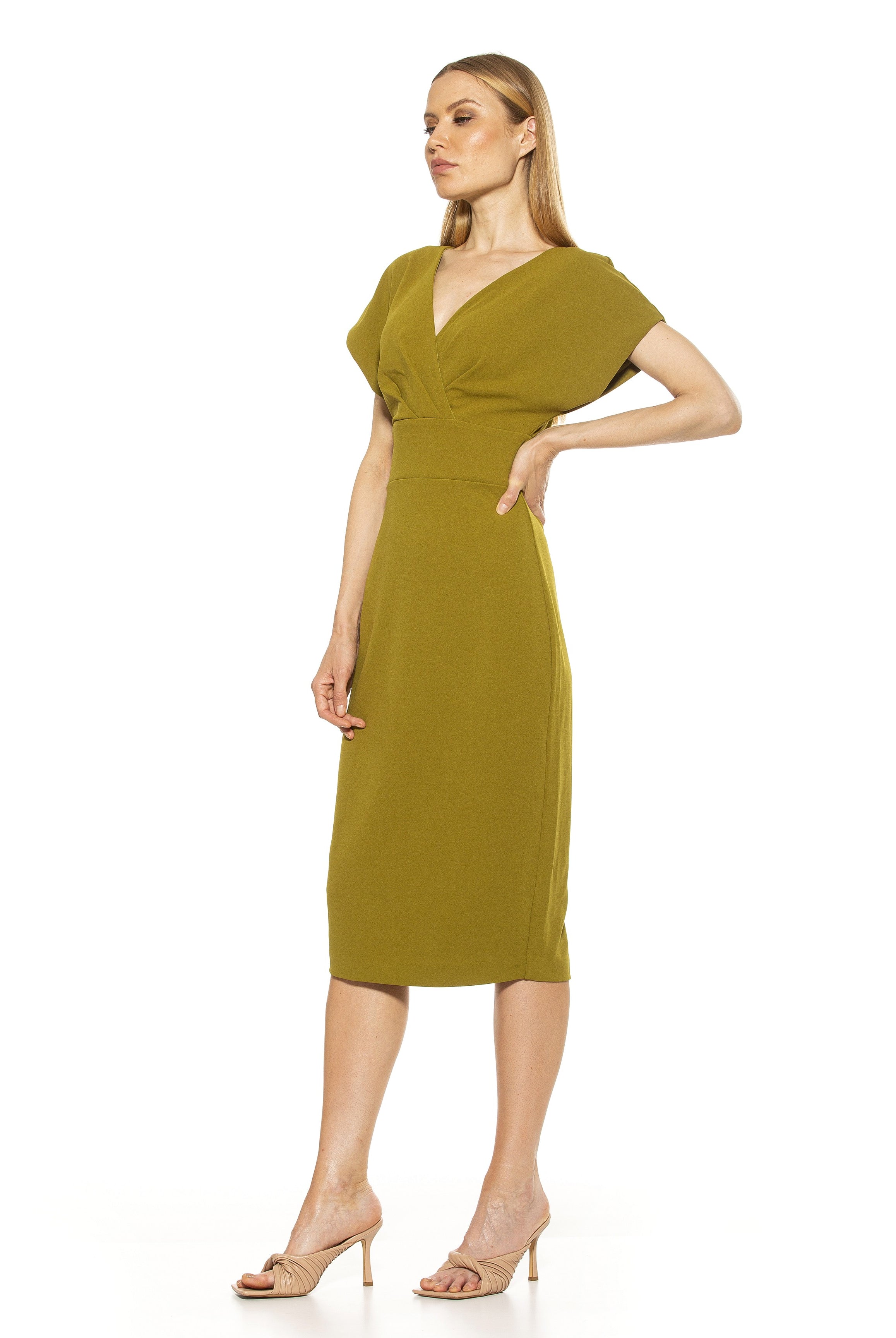 Naomi Drape Surplice Sheath Dress - ALEXIA ADMOR