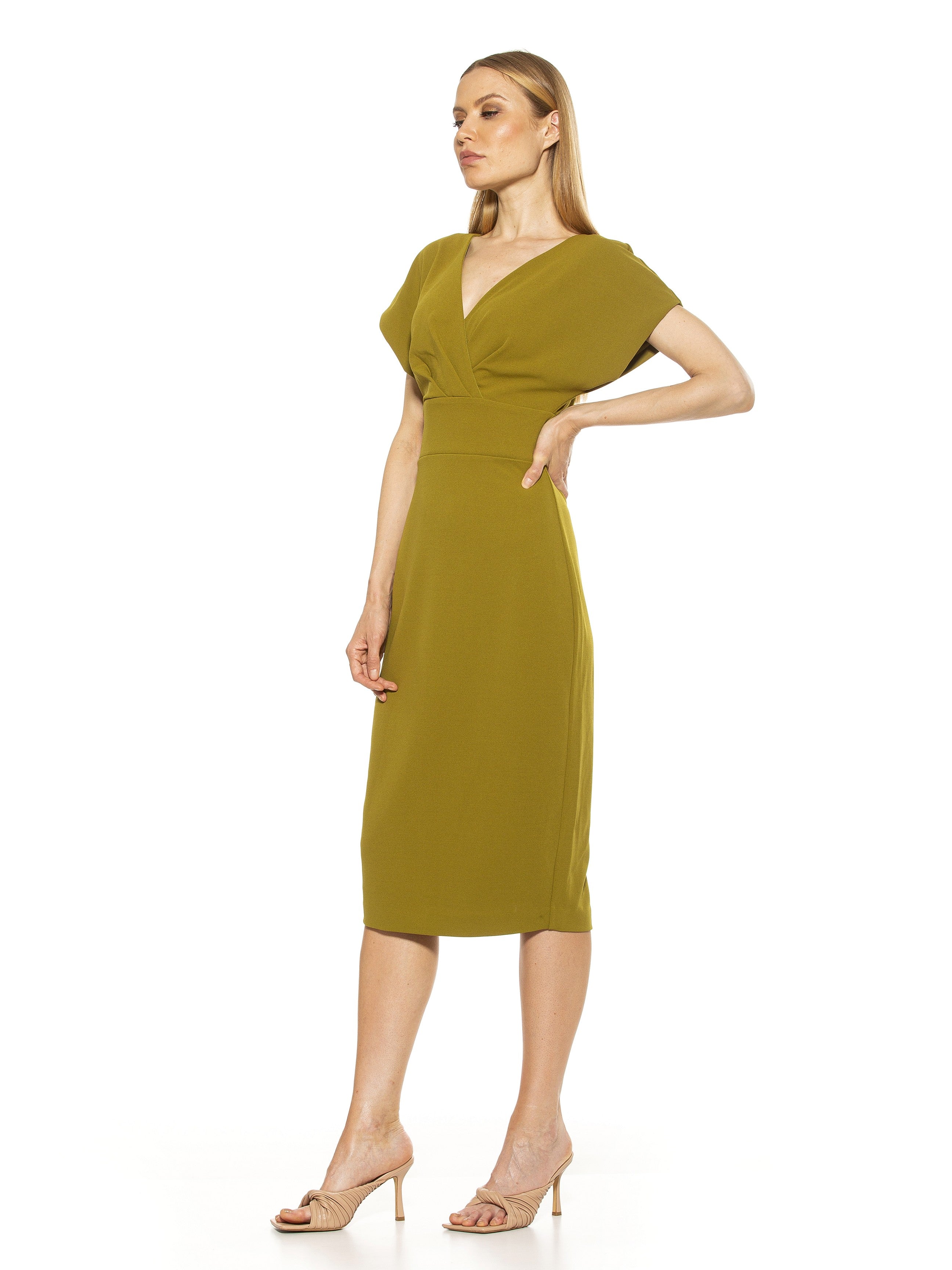 Naomi Drape Surplice Sheath Dress - ALEXIA ADMOR