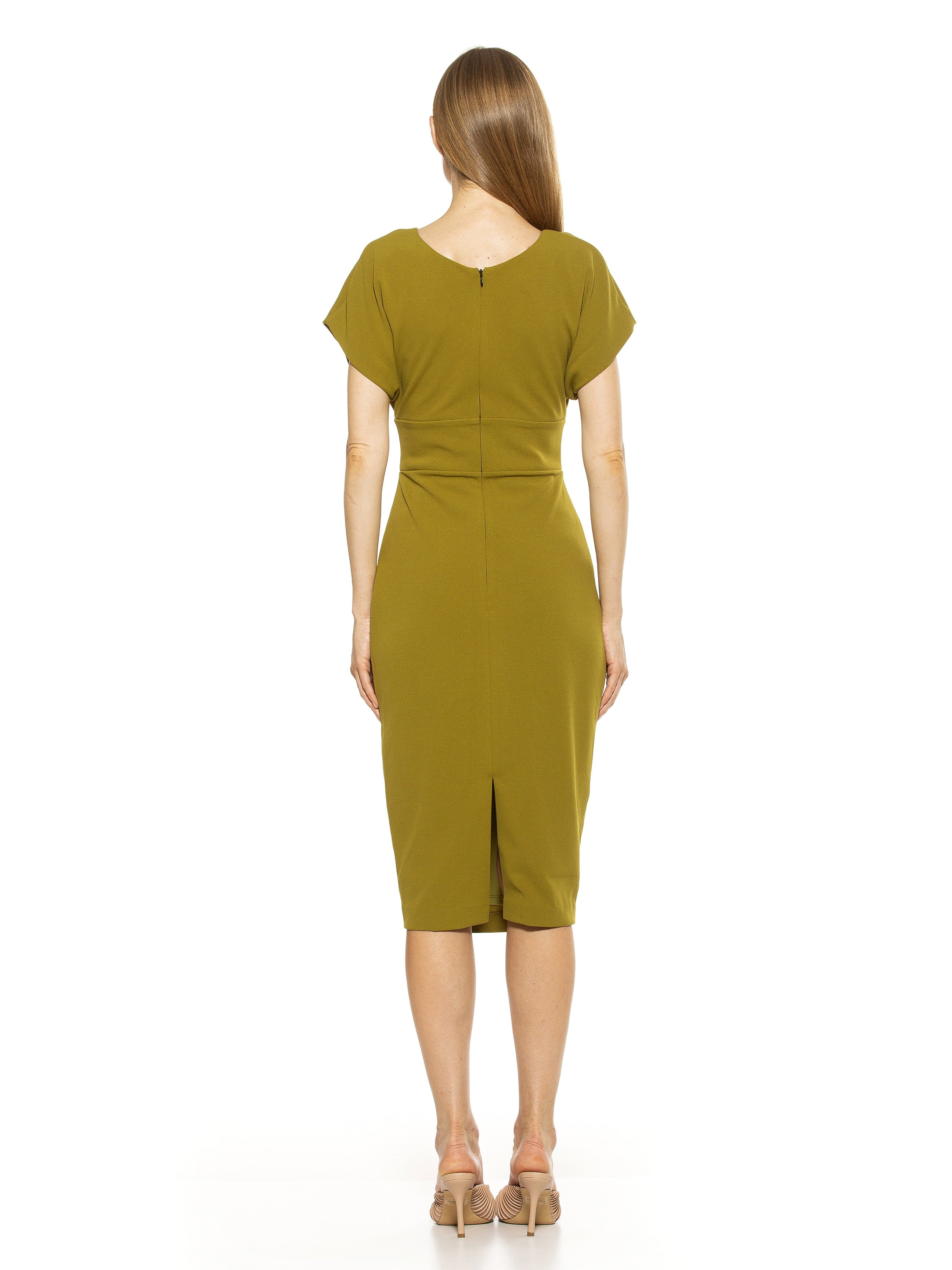 Naomi Drape Surplice Sheath Dress - ALEXIA ADMOR