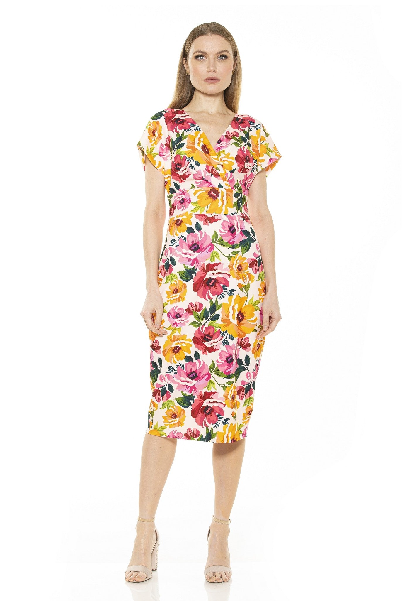 Naomi Drape Surplice Sheath Dress - ALEXIA ADMOR