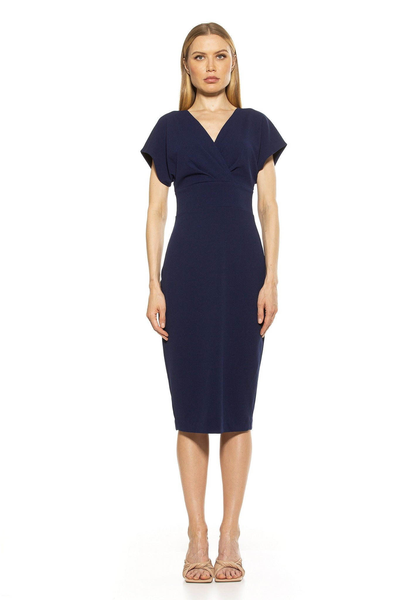 Naomi Drape Surplice Sheath Dress - ALEXIA ADMOR
