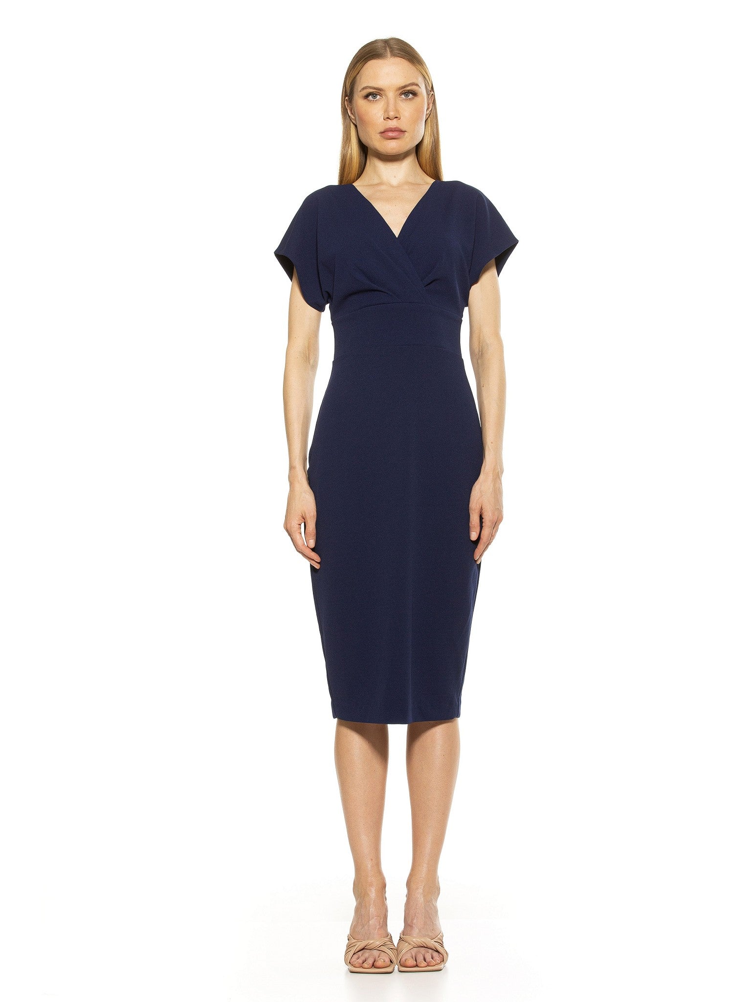 Naomi Drape Surplice Sheath Dress - ALEXIA ADMOR