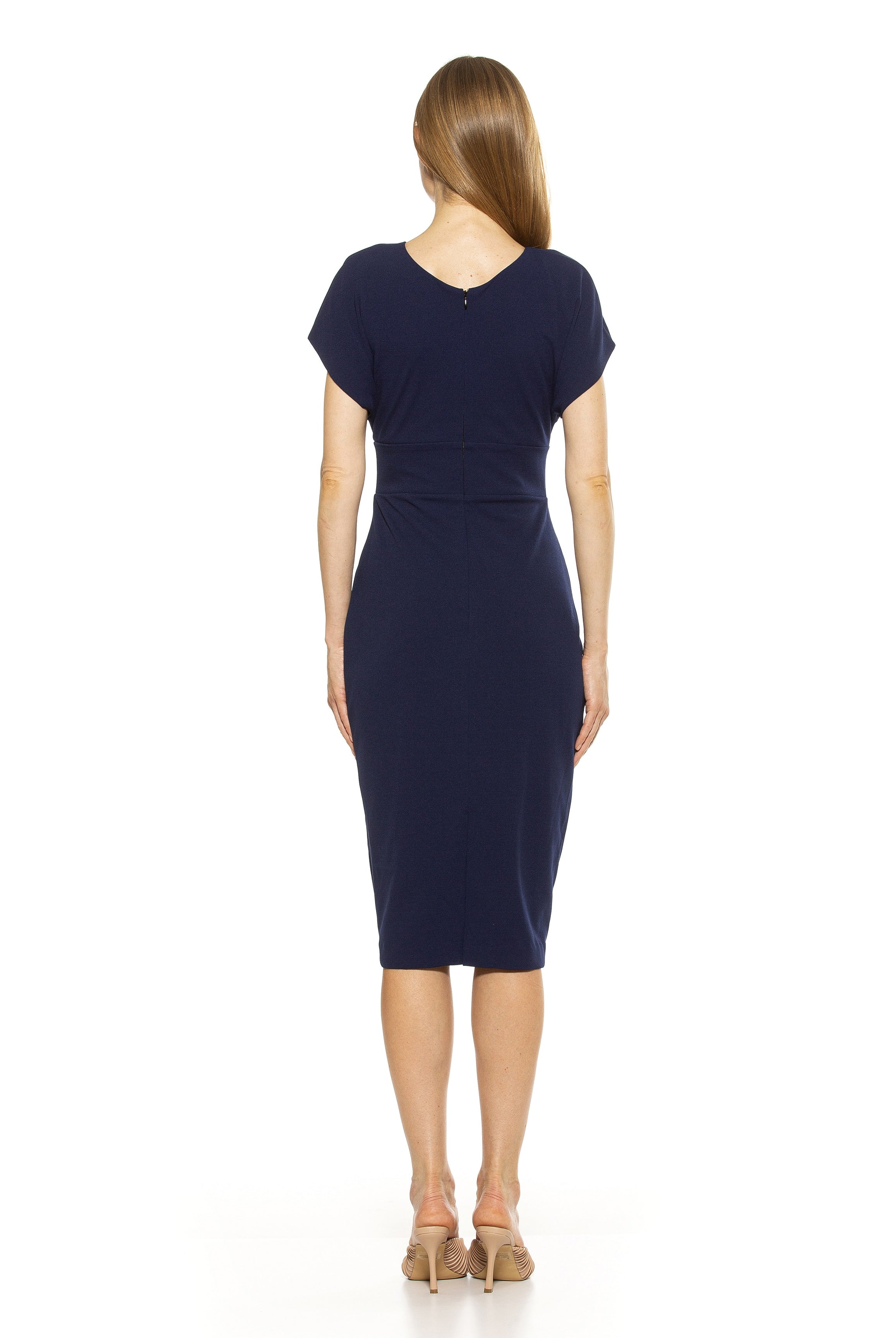 Naomi Drape Surplice Sheath Dress - ALEXIA ADMOR