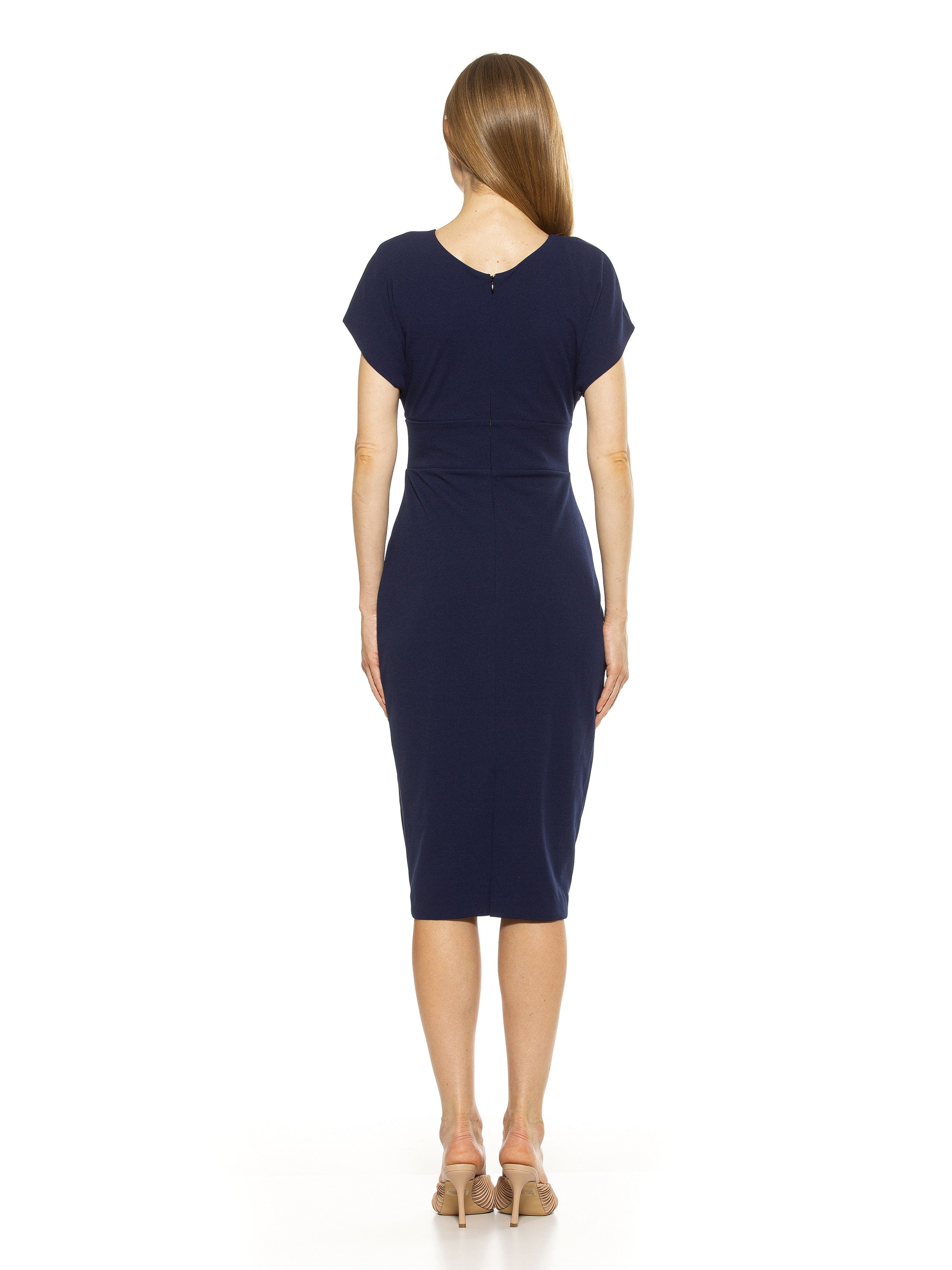 Naomi Drape Surplice Sheath Dress - ALEXIA ADMOR