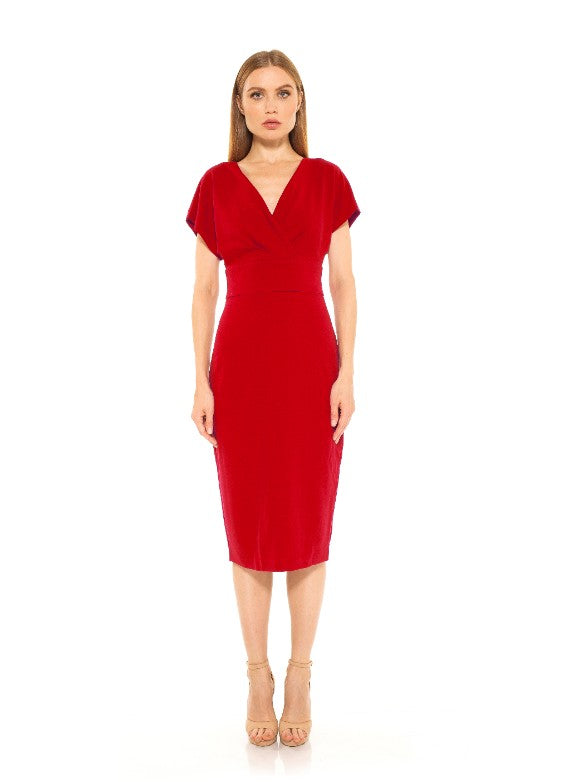Naomi Drape Surplice Sheath Dress - ALEXIA ADMOR