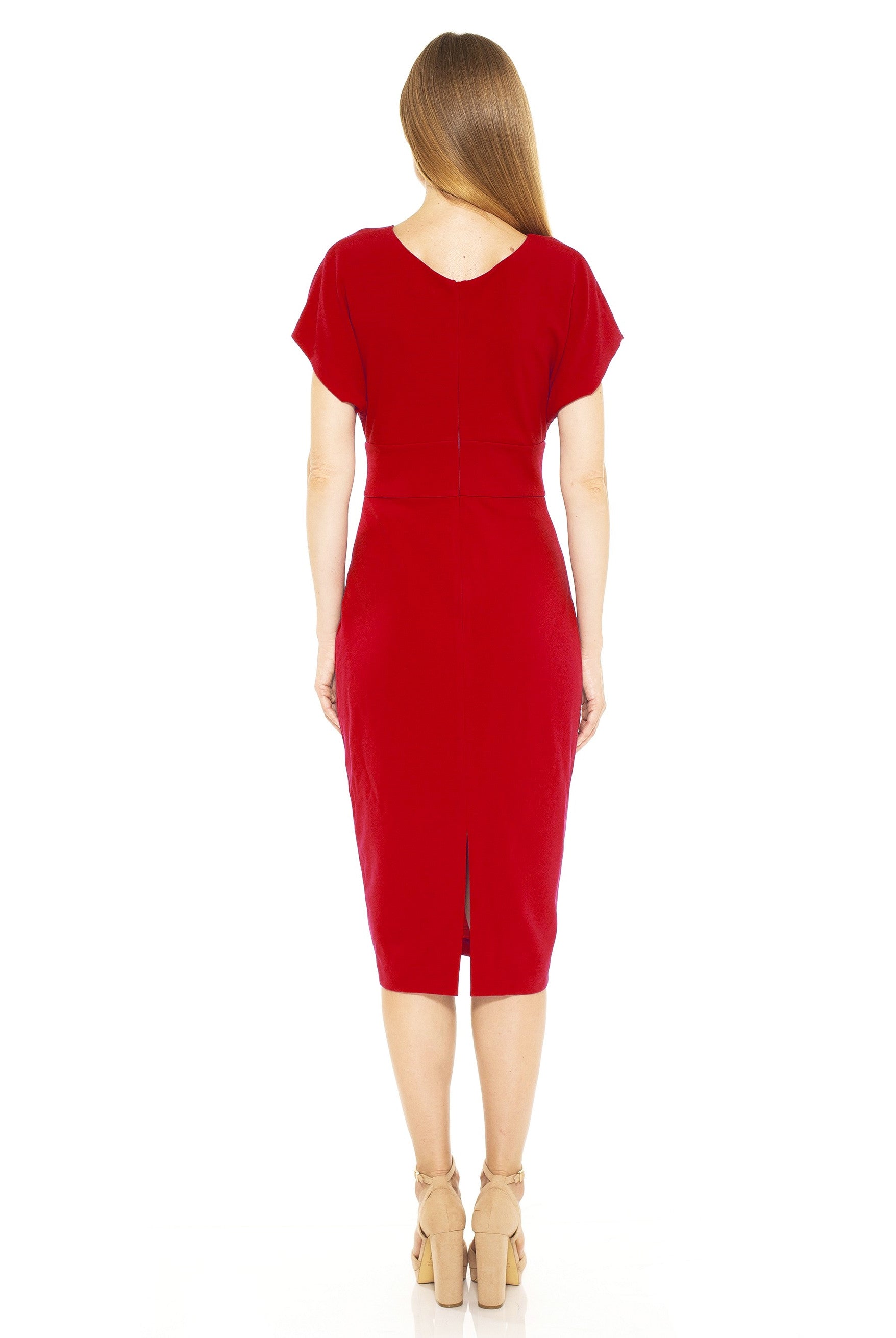 Naomi Drape Surplice Sheath Dress - ALEXIA ADMOR