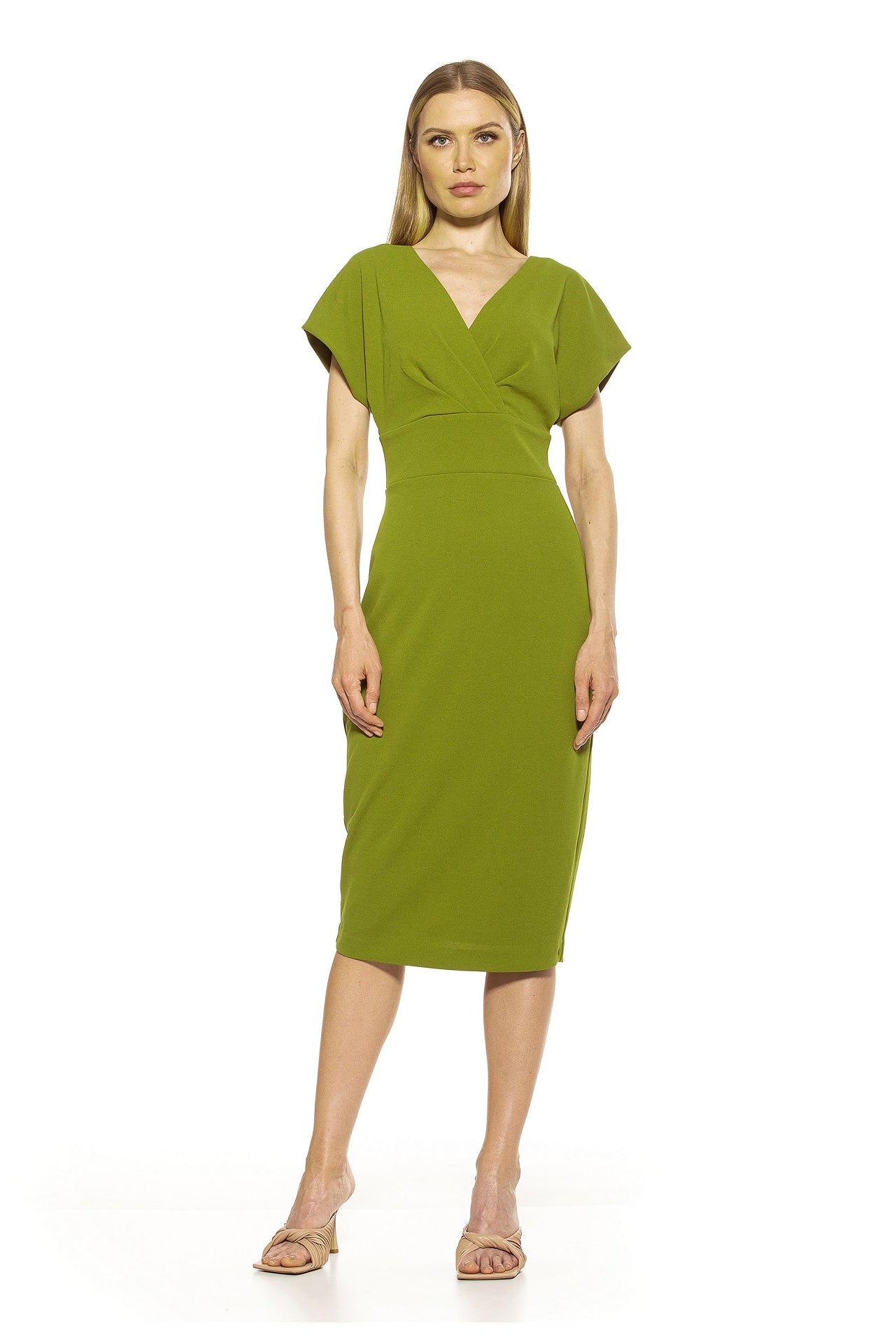 Naomi Drape Surplice Sheath Dress - ALEXIA ADMOR