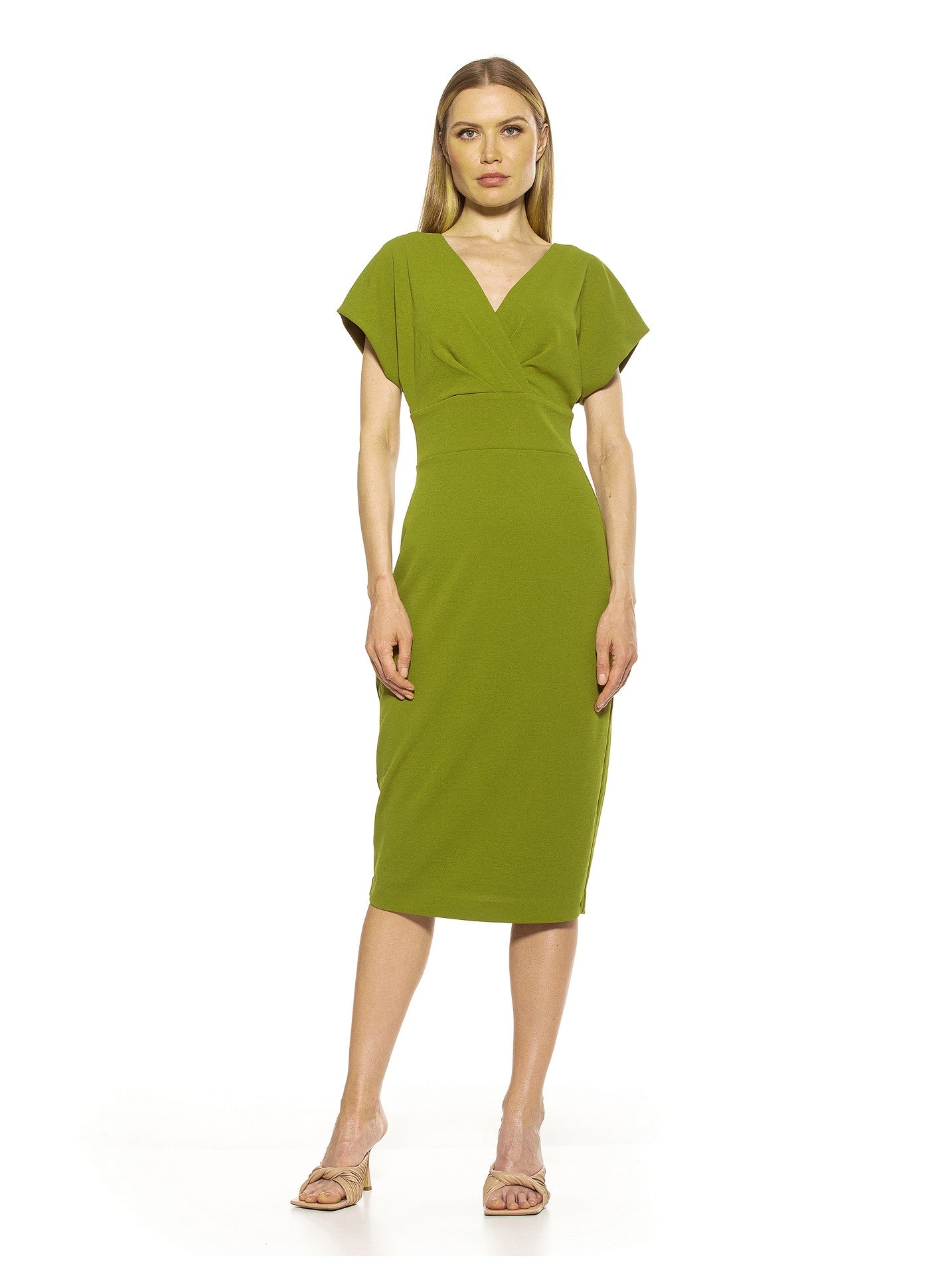 Naomi Drape Surplice Sheath Dress - ALEXIA ADMOR