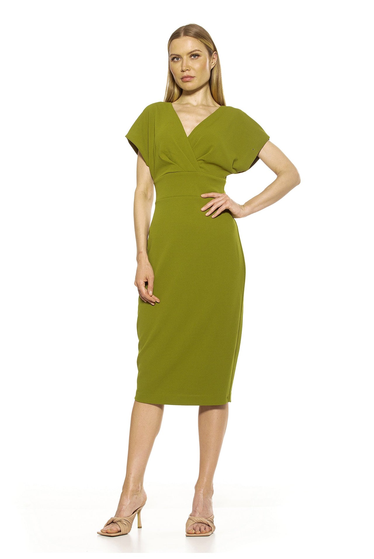 Naomi Drape Surplice Sheath Dress - ALEXIA ADMOR