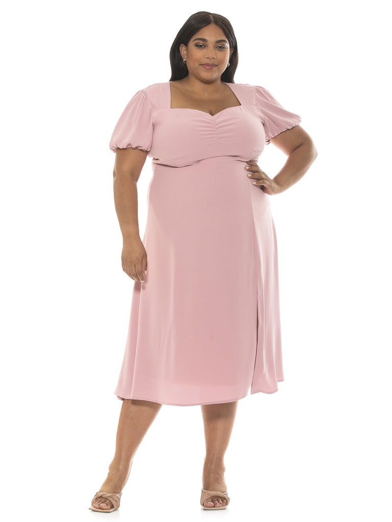 GRACIE PLUS SWEETHEART DRESS WITH SLIT - Plus Size - ALEXIA ADMOR