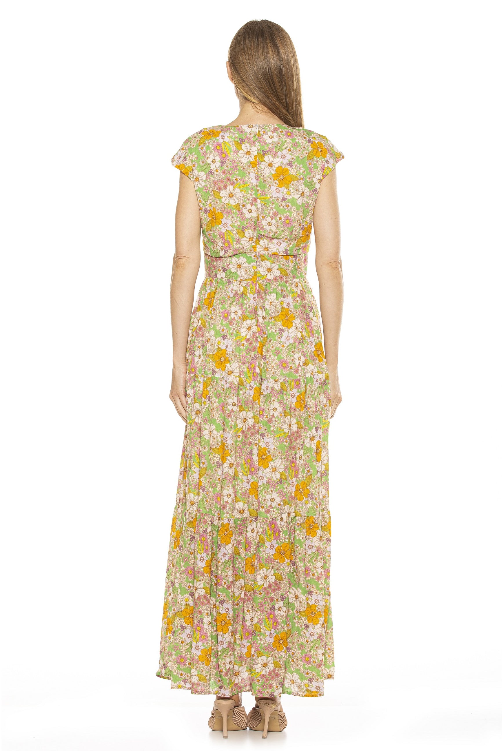 Summer V Neck Tiered Maxi Dress - ALEXIA ADMOR