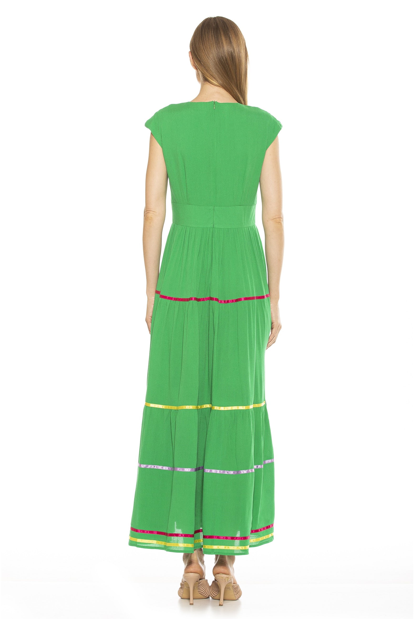Summer V Neck Tiered Maxi Dress - ALEXIA ADMOR