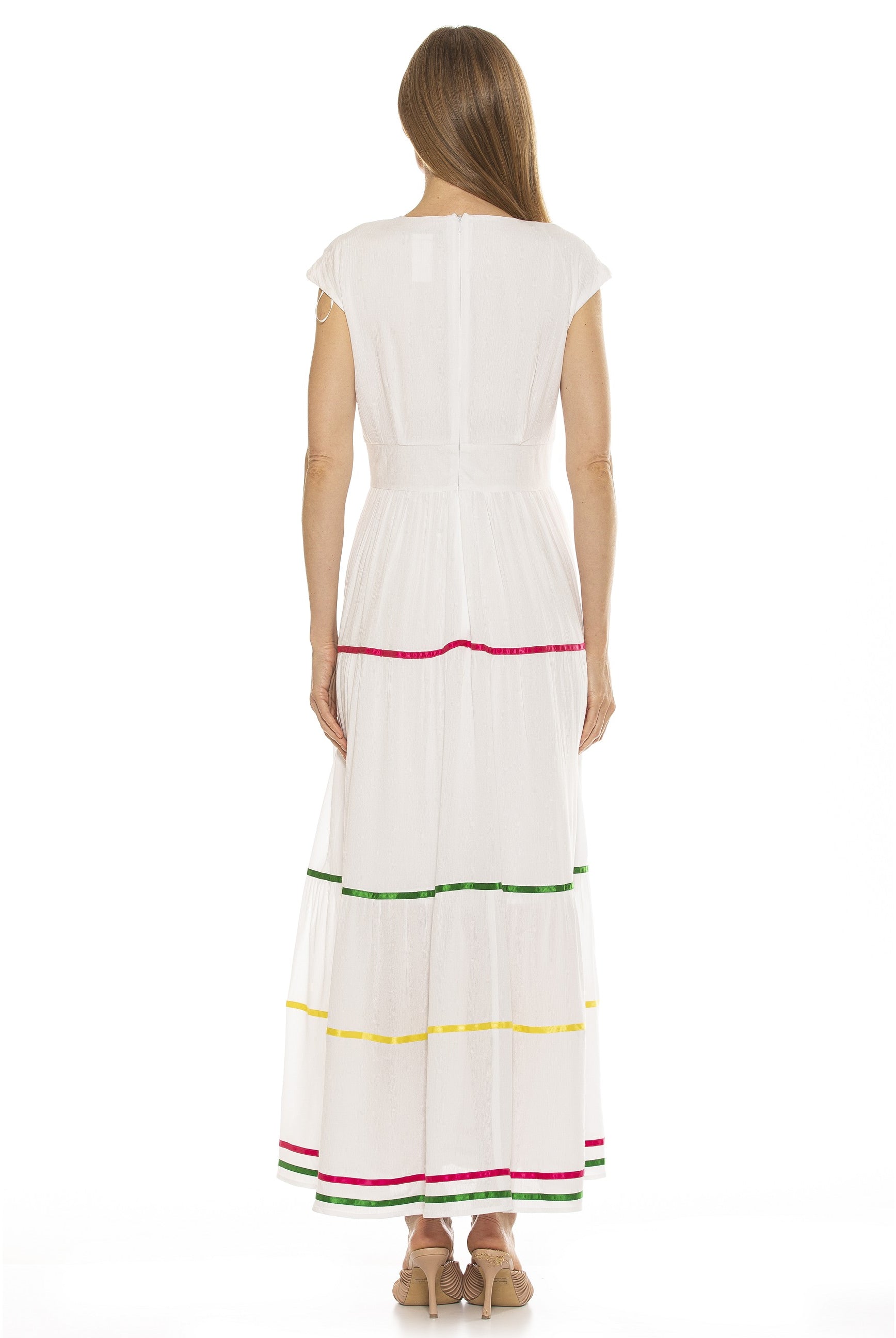 Summer V Neck Tiered Maxi Dress - ALEXIA ADMOR
