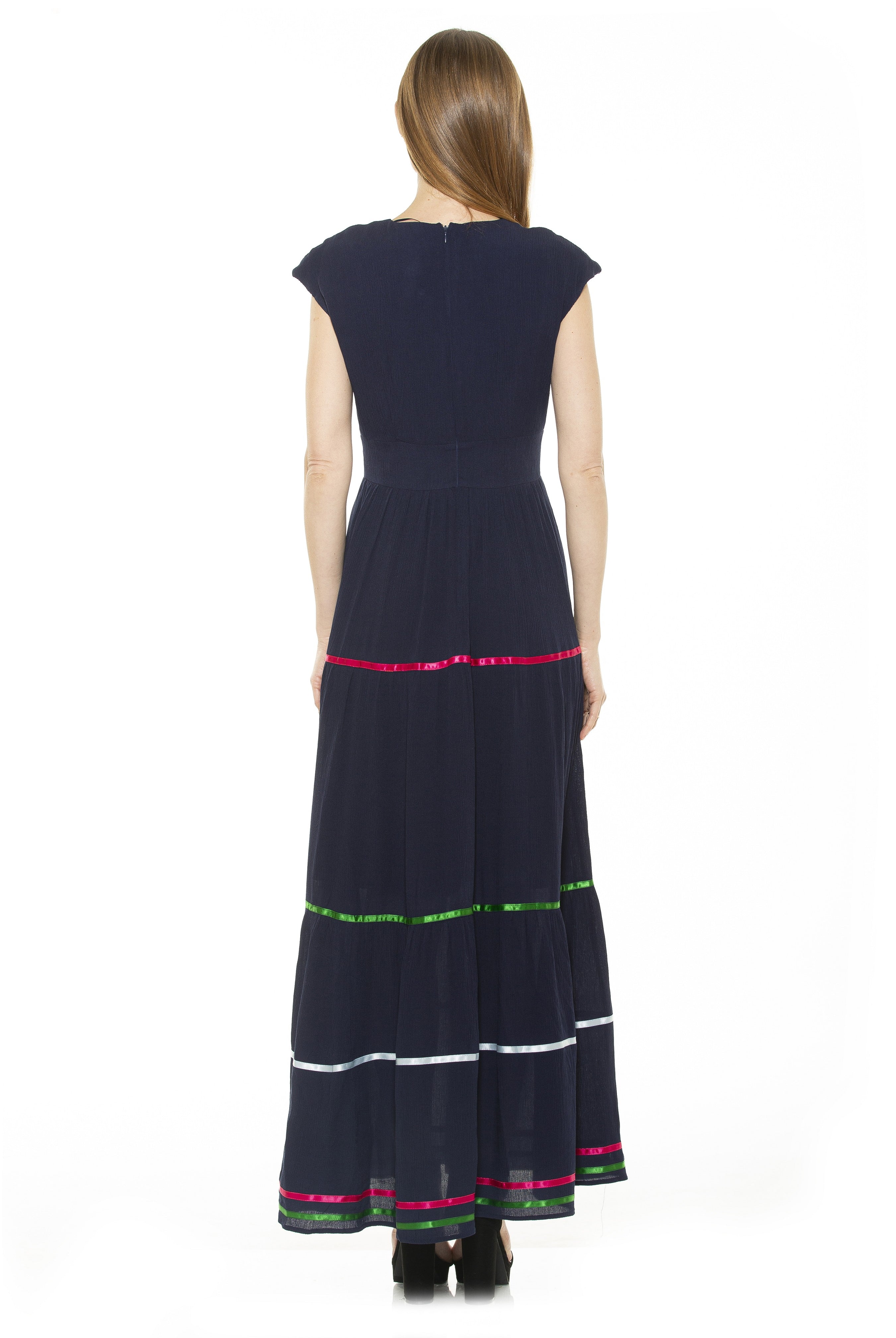 Summer V Neck Tiered Maxi Dress - ALEXIA ADMOR