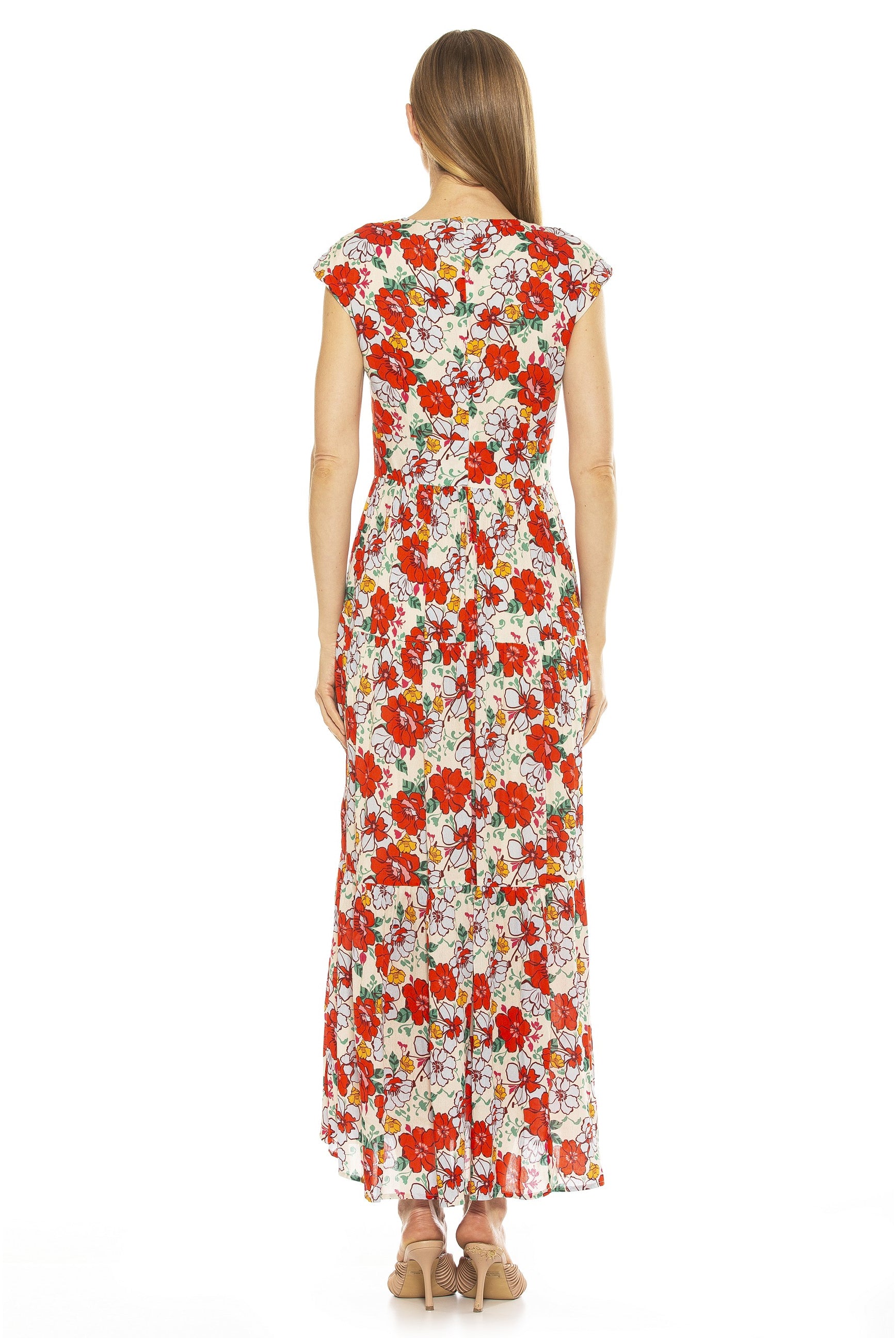 Summer V Neck Tiered Maxi Dress - ALEXIA ADMOR