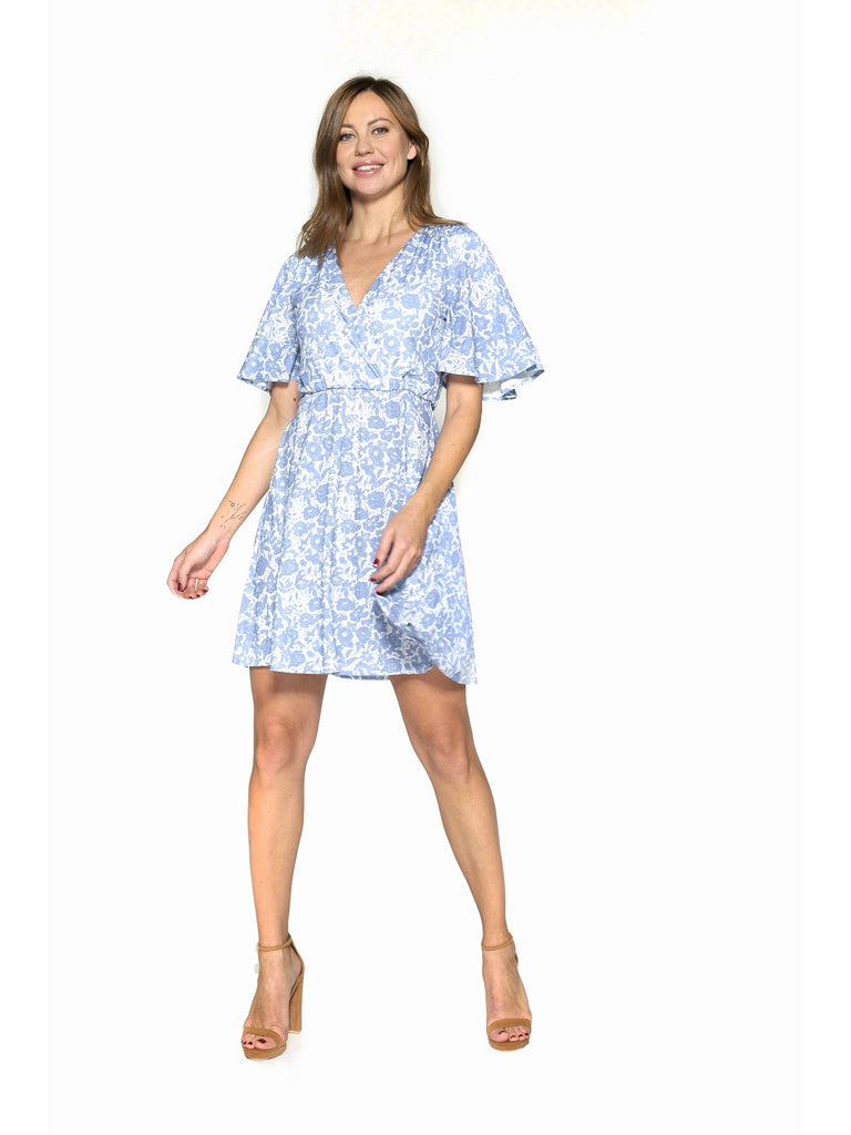 Oakless Flutter Sleeve Fit and Flare Dress - ALEXIA ADMOR