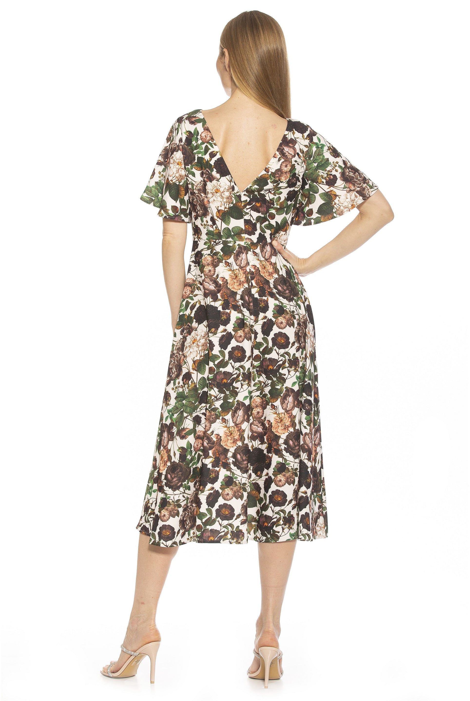 ASTER BOATNECK FLUTTER SLV FIT AND FLARE WITH SLIT - ALEXIA ADMOR