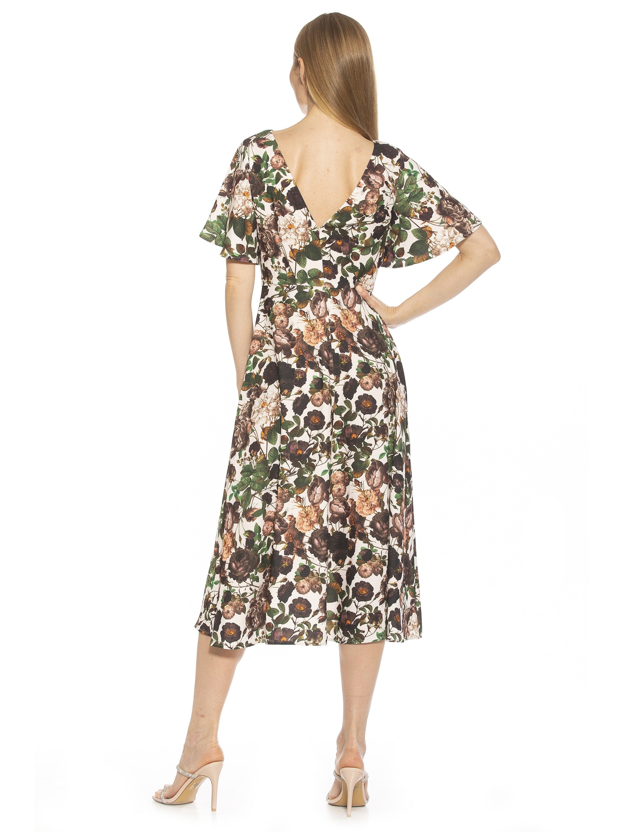 ASTER BOATNECK FLUTTER SLV FIT AND FLARE WITH SLIT - ALEXIA ADMOR