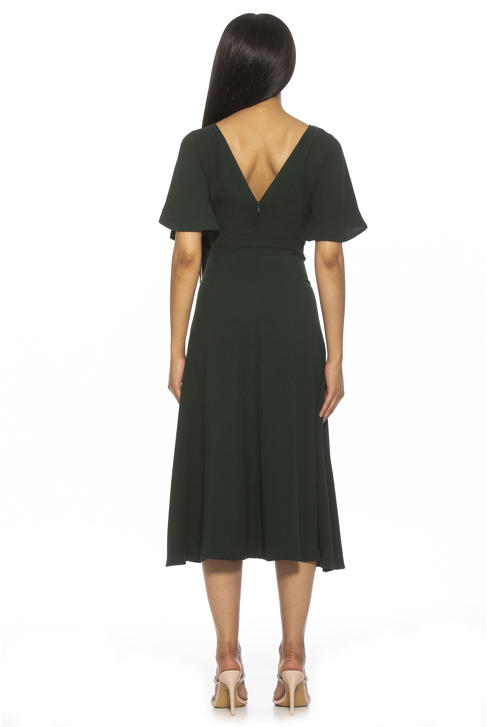 ASTER BOATNECK FLUTTER SLV FIT AND FLARE WITH SLIT - ALEXIA ADMOR