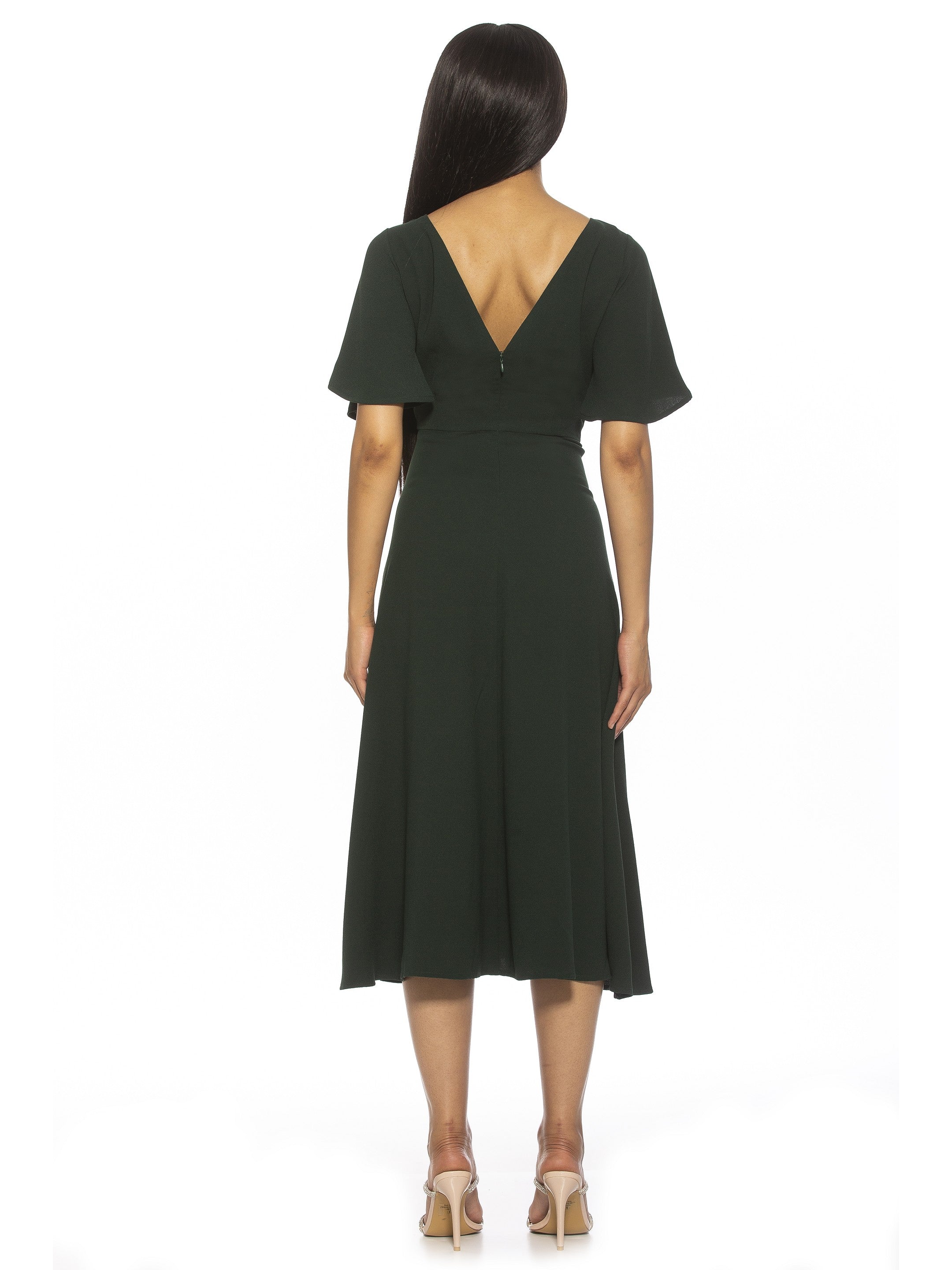 ASTER BOATNECK FLUTTER SLV FIT AND FLARE WITH SLIT - ALEXIA ADMOR