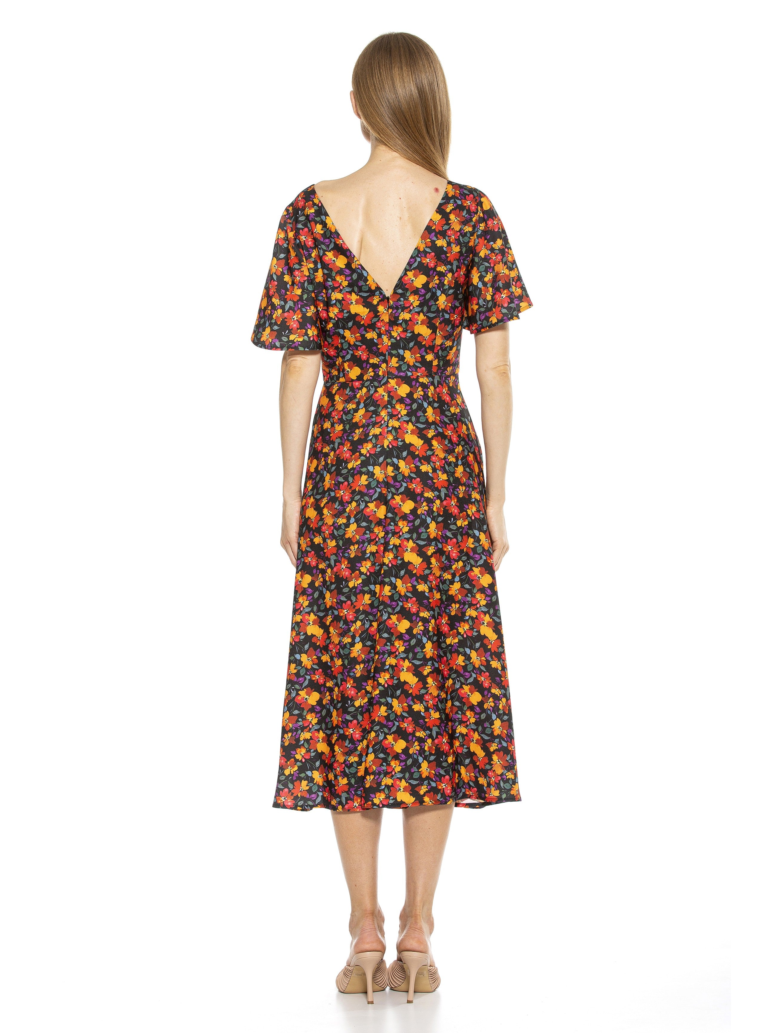 ASTER BOATNECK FLUTTER SLV FIT AND FLARE WITH SLIT - ALEXIA ADMOR