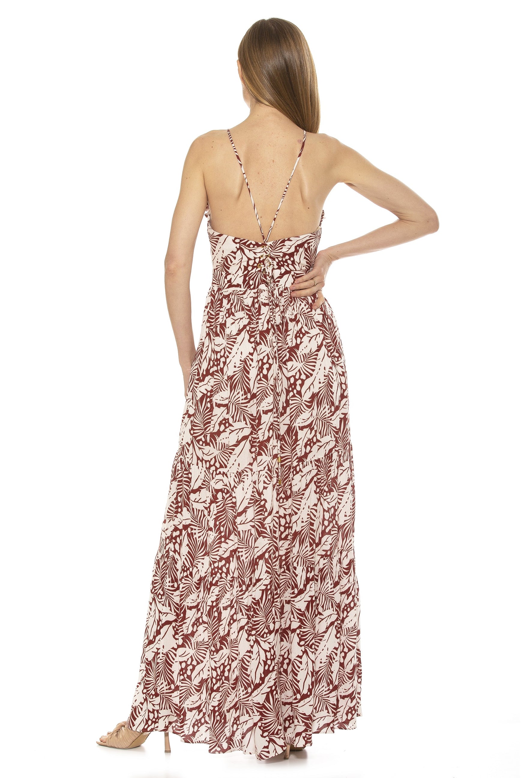 KIRA RUFFLE HALTER MAXI WITH LACE UP BACK - ALEXIA ADMOR