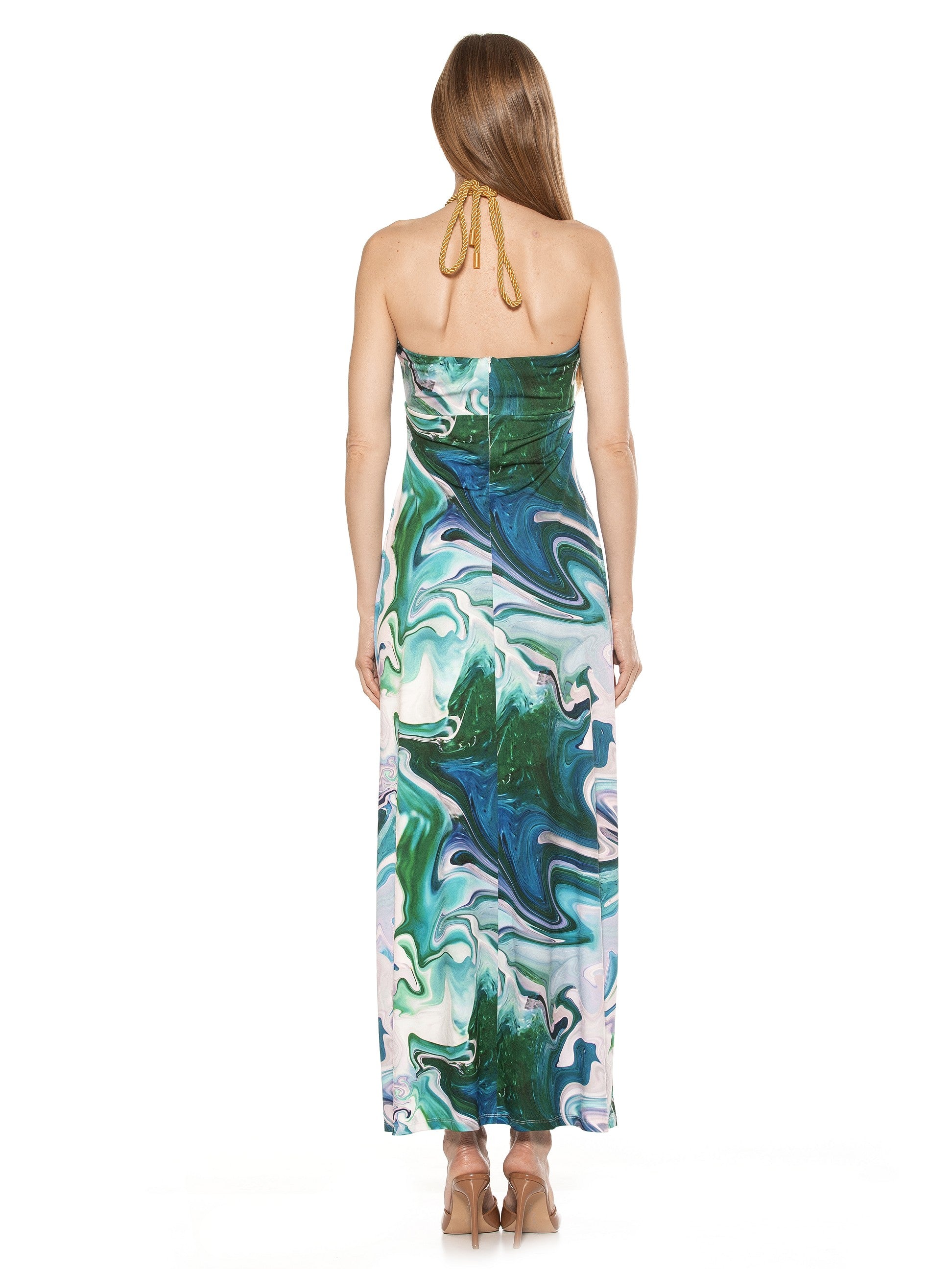 SELENA SCOOP NECK MAXI DRESS WITH ROPE TIE - ALEXIA ADMOR