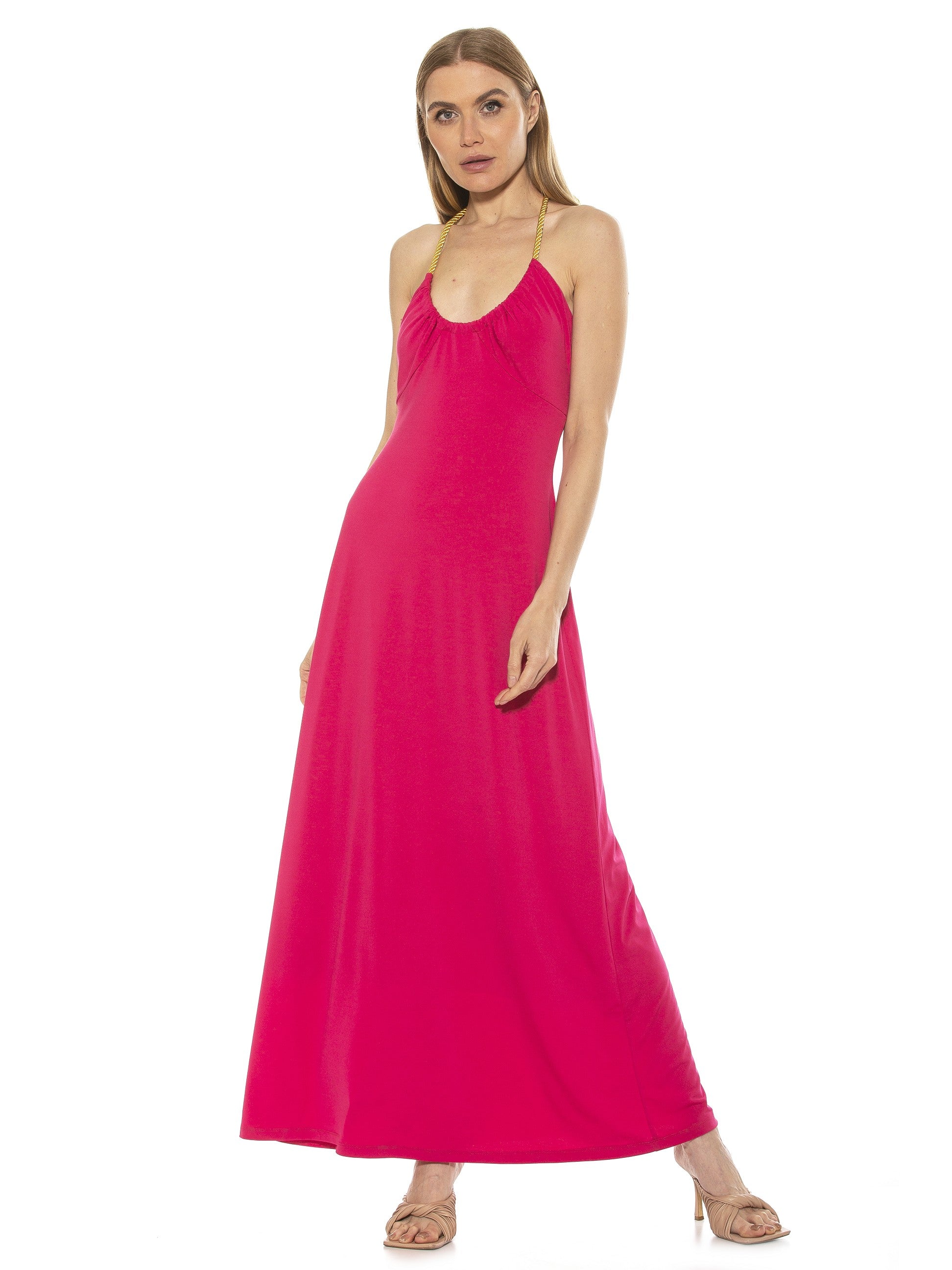 SELENA SCOOP NECK MAXI DRESS WITH ROPE TIE - ALEXIA ADMOR