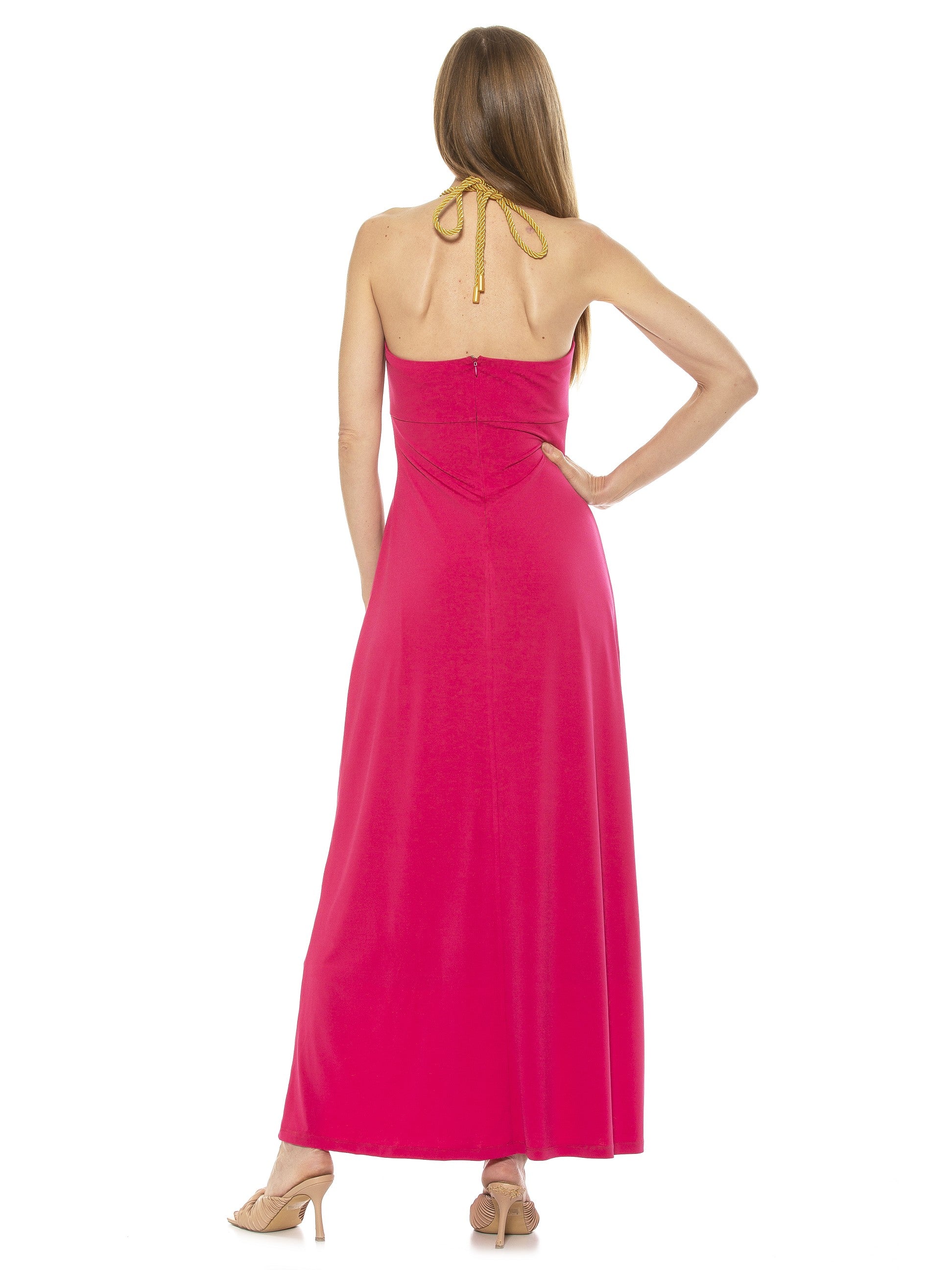SELENA SCOOP NECK MAXI DRESS WITH ROPE TIE - ALEXIA ADMOR