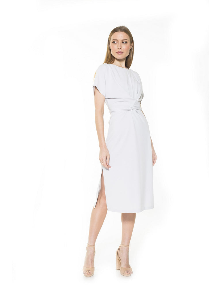 Ricki Crewneck Midi With Waist Tie Detail Dress - ALEXIA ADMOR