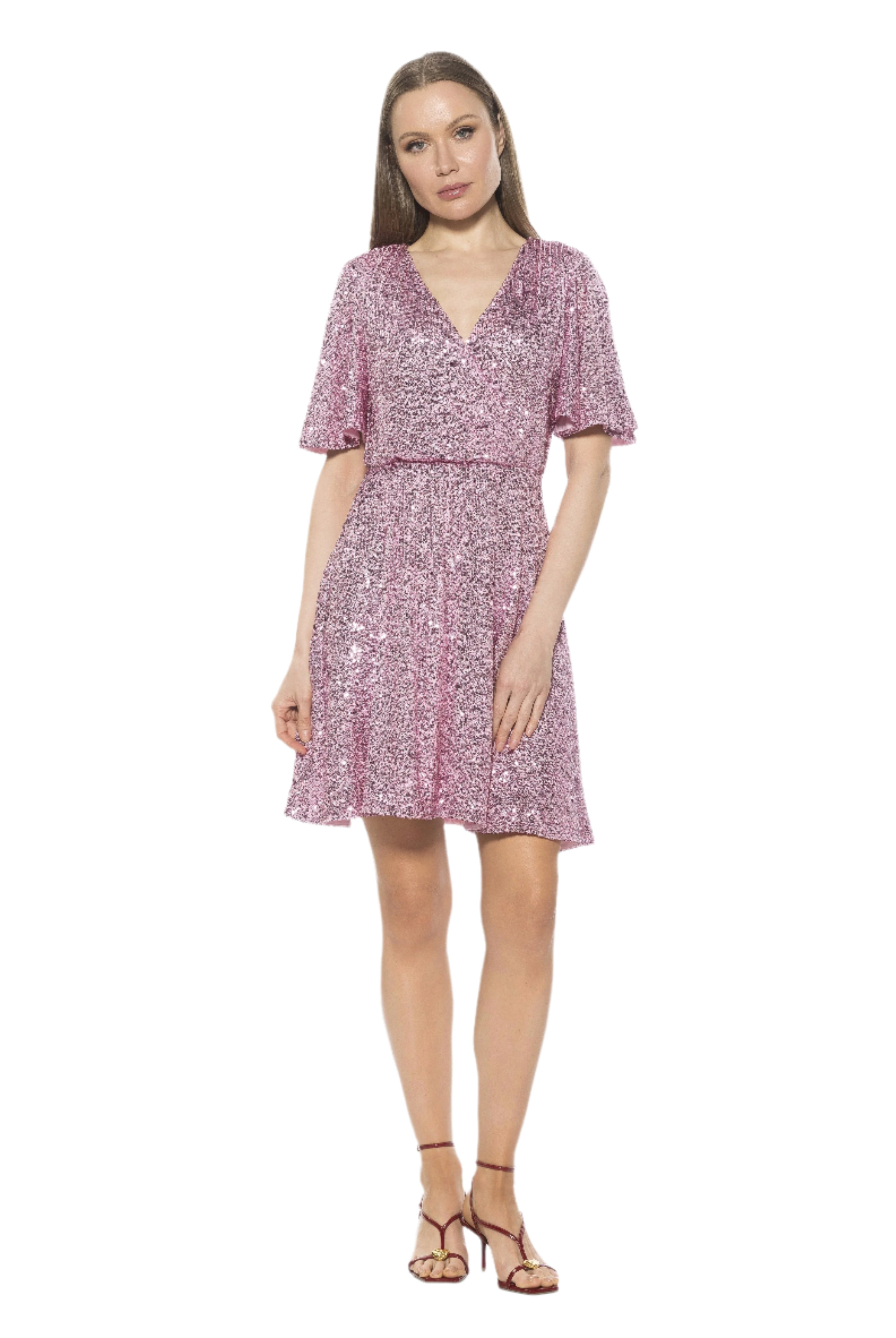 alexia admor dresses Women's Silena Surplice Ruched Skirt Dress, XS 45 length (size 8) Halter neck Sleeveless Lined 92% polyester Women's Alexia Admor Jacqueline Dolman