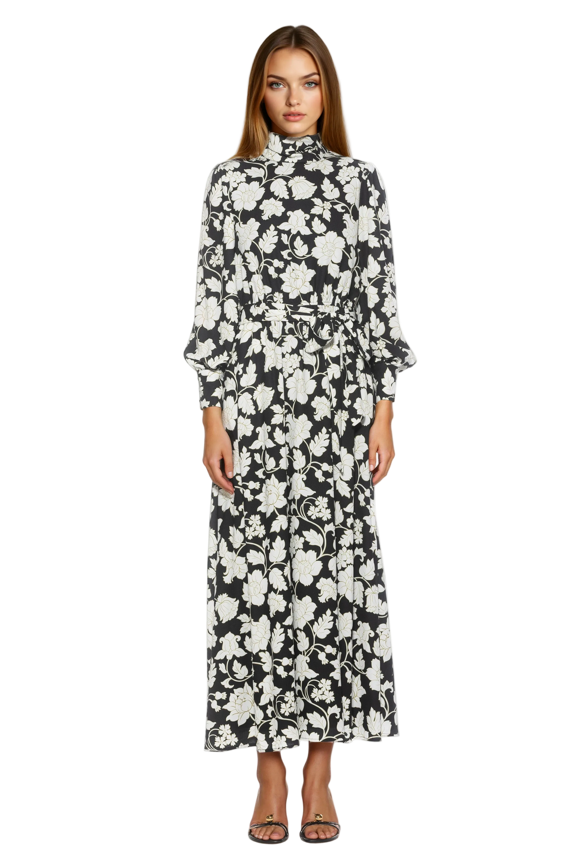 Isaliah Mockneck Blouson Sleeve Maxi Dress – ALEXIA ADMOR