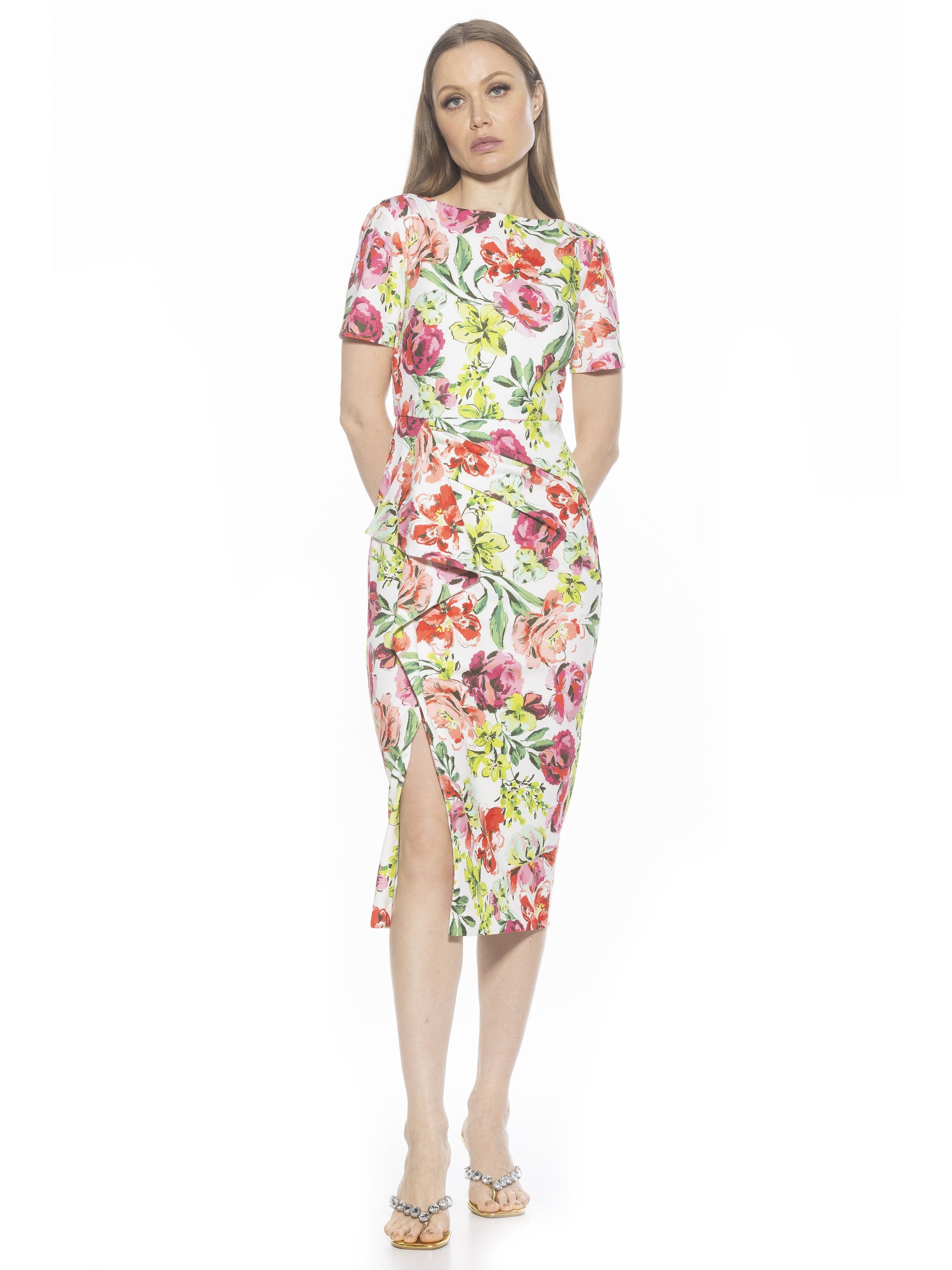 Alexia Admor Women's Zayd Boatneck Midi Sheath Dress, Green