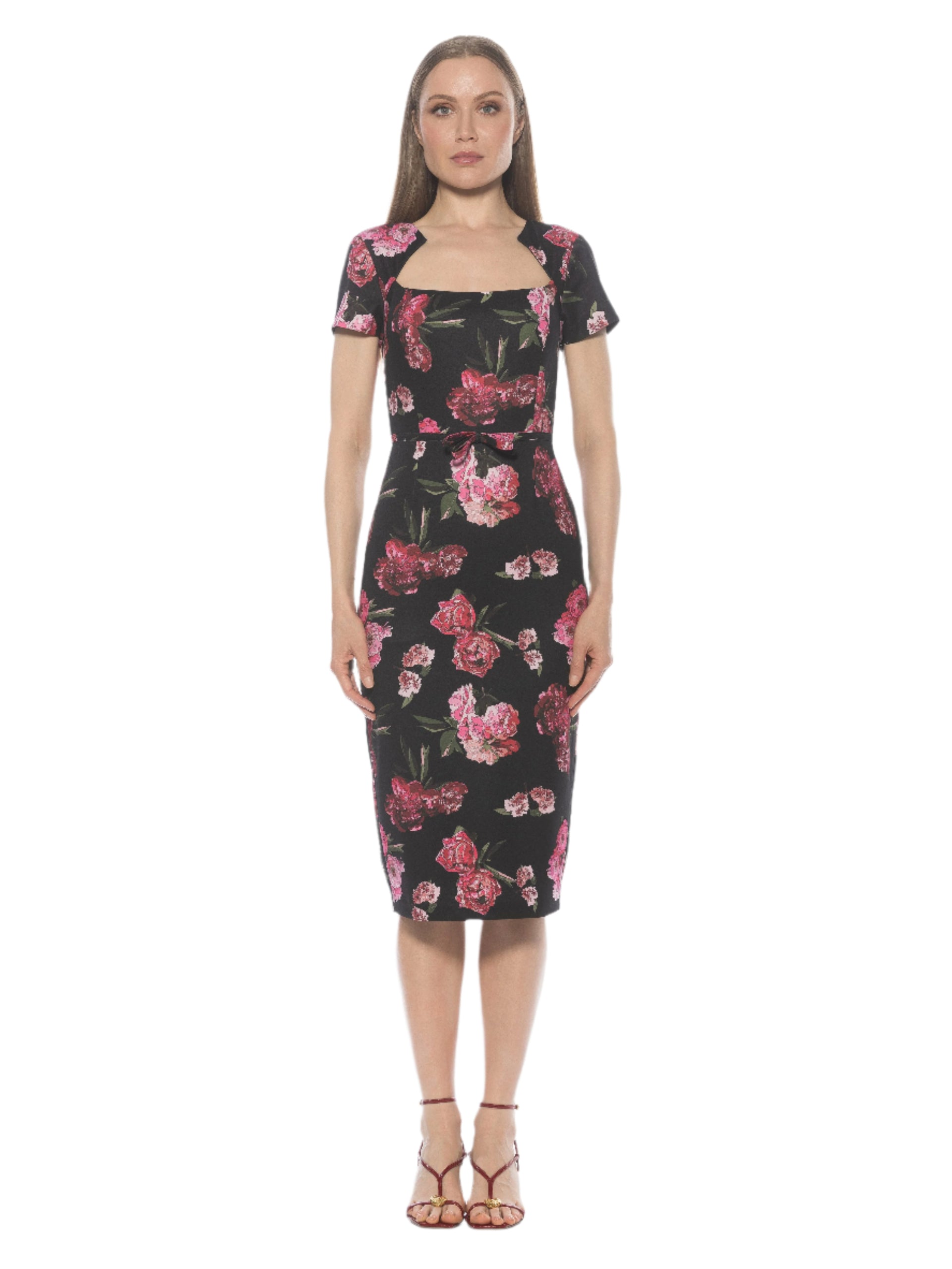 Alexia Admor Alma Scoop Neck Midi Sheath Dress - Black/Ivory