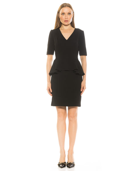 Alexia Admor Women's Atlas V Neck Midi Sheath Dress, Red, Large