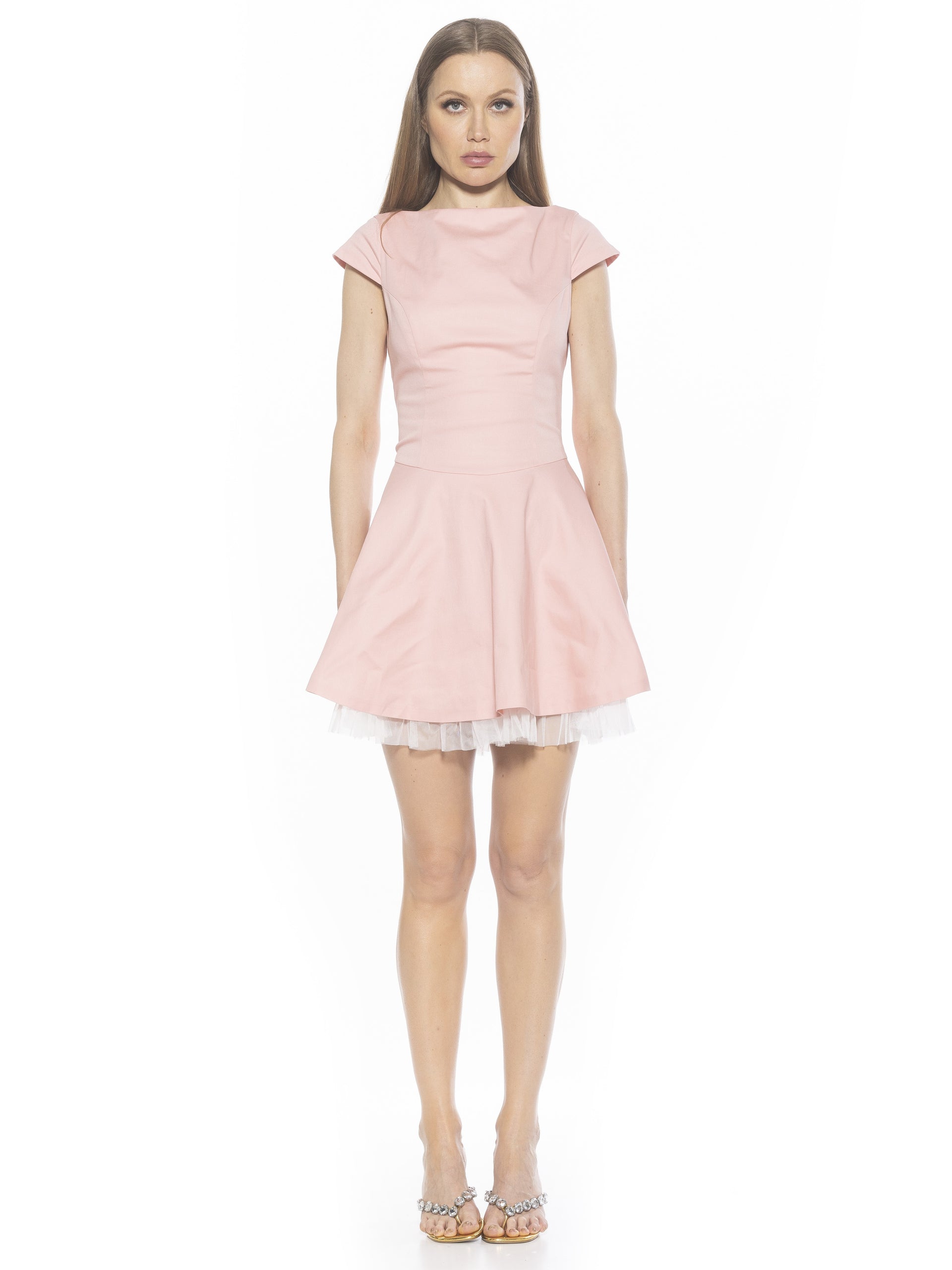 Alexia Admor Women's Aleena Boatneck Mini Dress, Pink, 12, Cotton