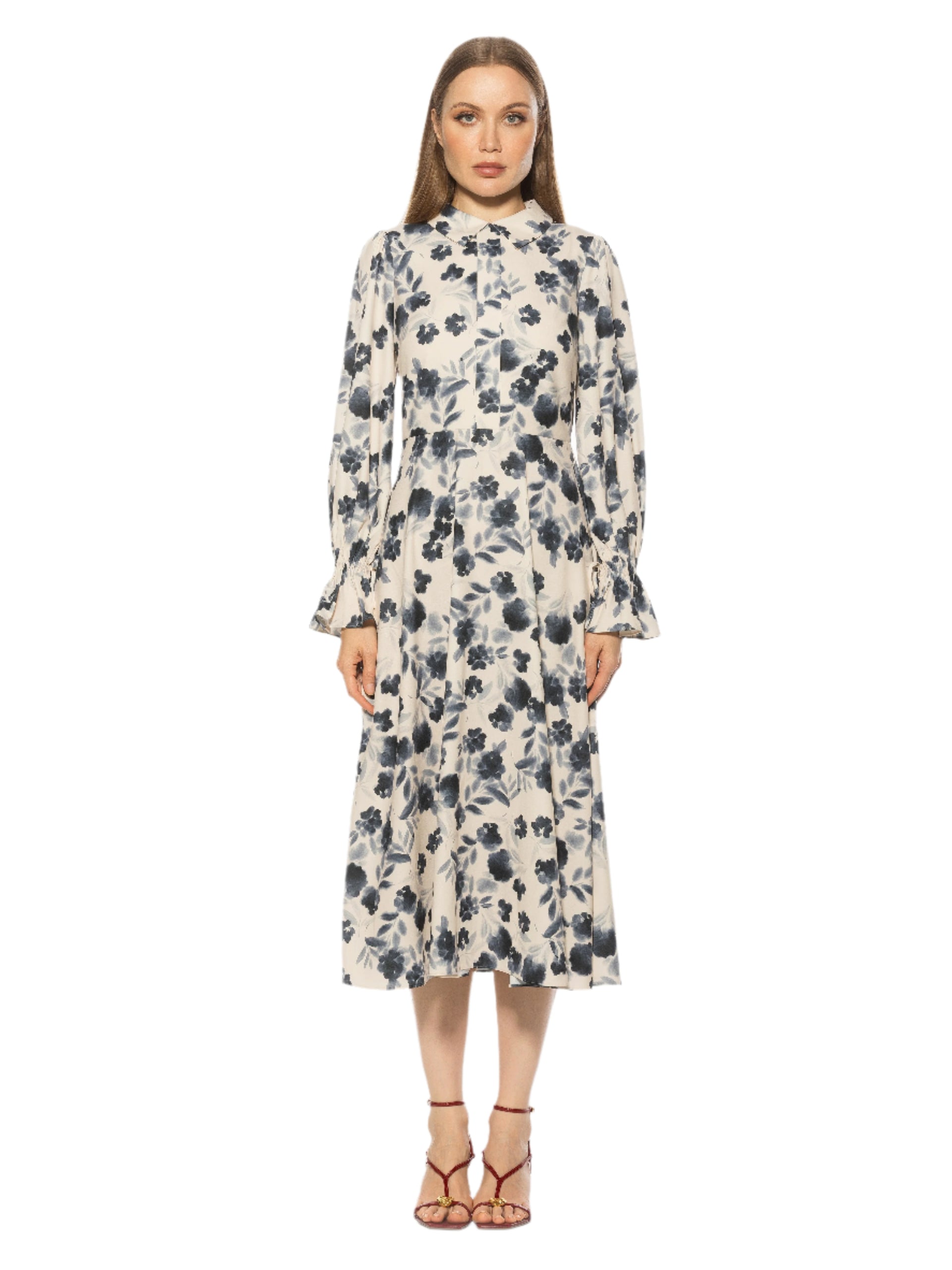Lana Dress 14 Watercolor Floral Midi Dress Lana Dress 14 Watercolor Floral Midi Dress