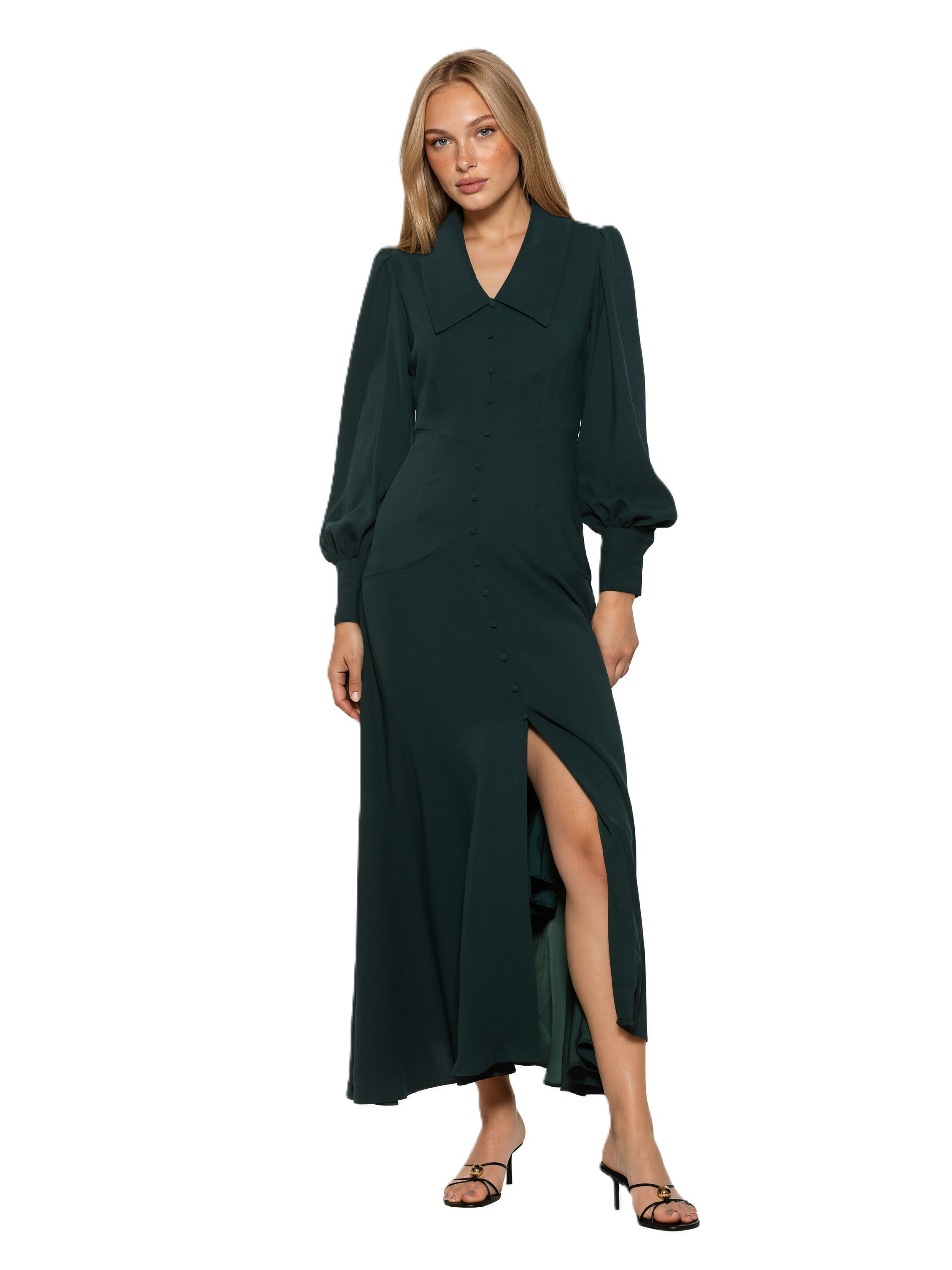Kate Blouson Sleeve Collared Button Down Dress – ALEXIA ADMOR